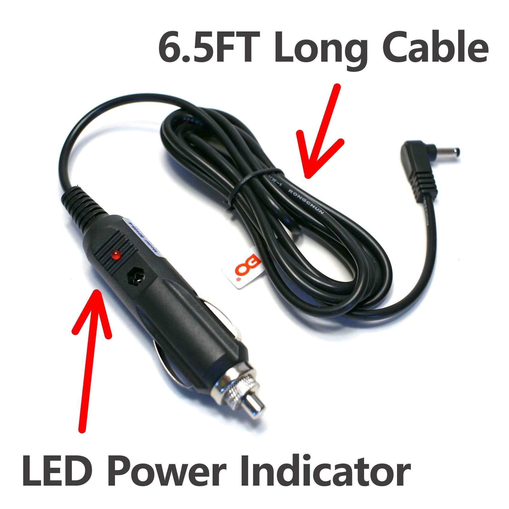 Edo Tech 6.5 Ft Dc Car Charger Adapter For Portable Single Dual Screen Dvd Player Sylvania Naviskauto Pumpkin Hdjuntunkor Apeman