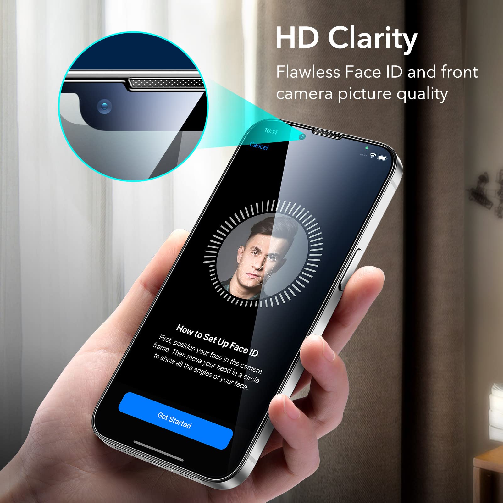 Esr Tempered Glass Screen Protector Compatible With Iphone 14 Plus And Iphone 13 Pro Max, With Easy Installation Frame, Military