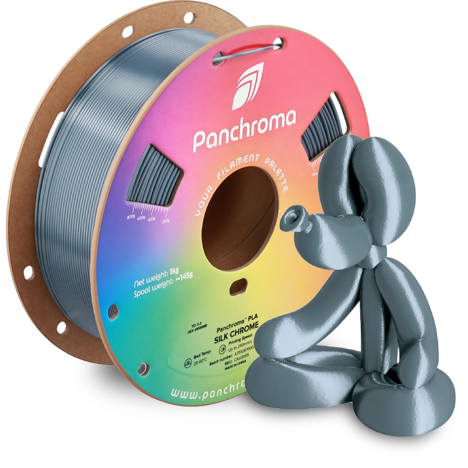 Polymaker Panchroma Silk PLA Filament 1.75mm 1kg, Shiny Chrome, New and Improved Formula, Better Strength, Printing Speed and Cl