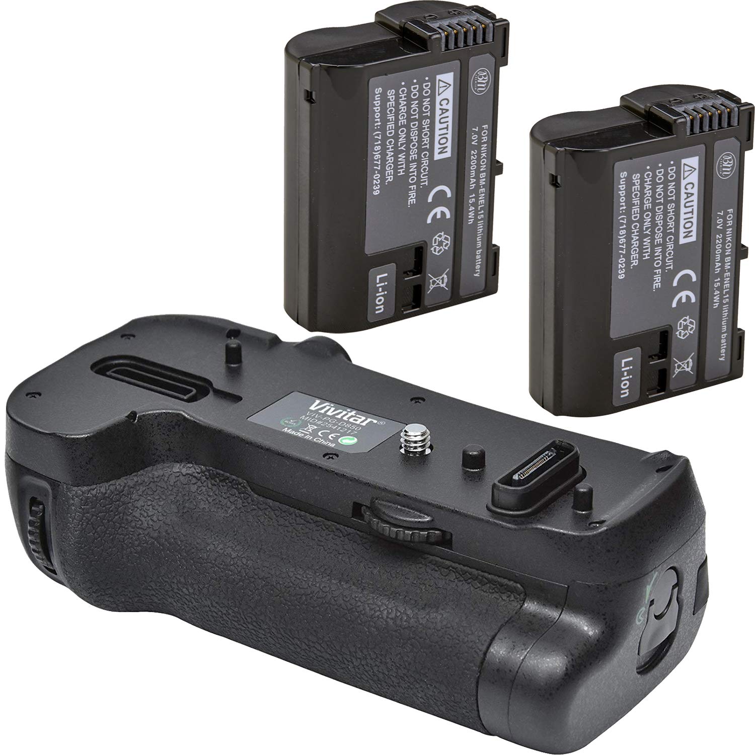 Battery Grip Kit for Nikon D850 Digital SLR Camera   Includes Qty 2 BM Premium EN EL15 Batteries + MB D18 Replacement Battery Grip