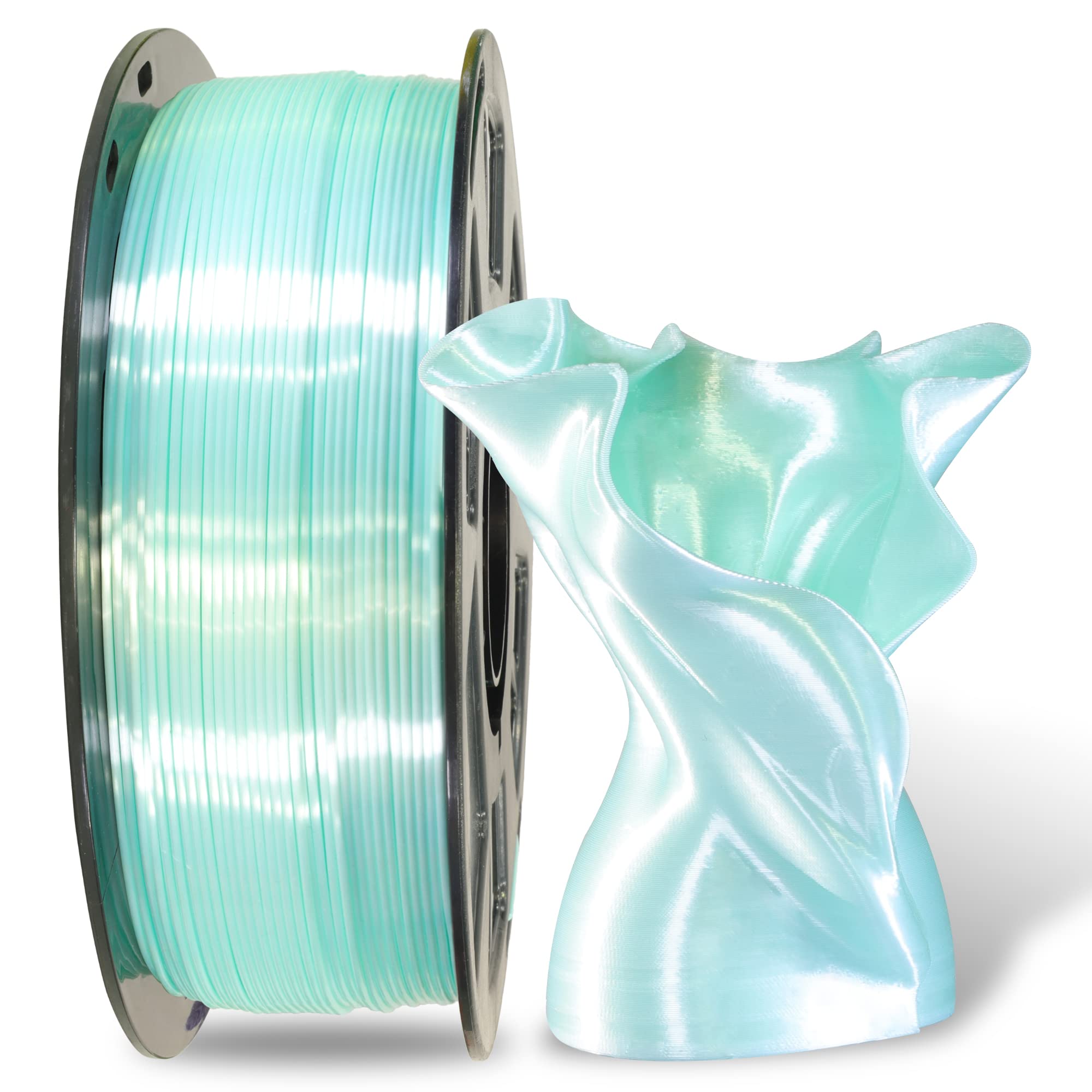 Mika3D Silk Shiny Luster Cyan Pla 3D Printing Filament, 1Kg 2.2Lbs 1.75Mm 3D Print Material With High Diameter Accuracy, Neatly
