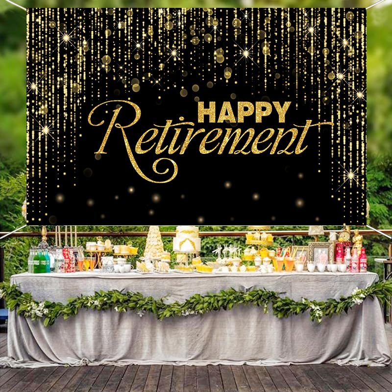 Loonelo Happy Retirement Backdrop With 70.8''X43.3'',Large Happy Retirement Banner Background Photography With Rope, Party Decor