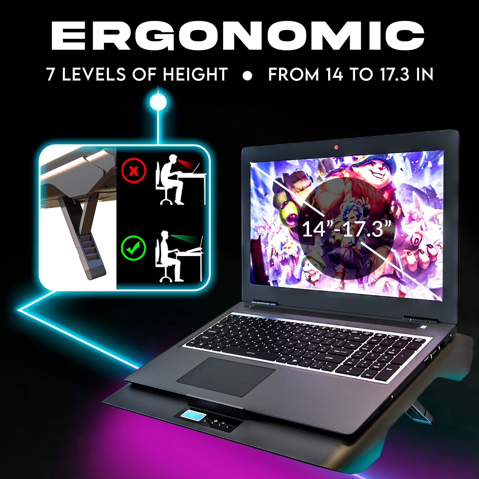 Klim Everest Laptop Cooling Pad | New 2024 | Powerful Turbo Fan 4300 Rpm Laptop Cooler | Sealed Foam For Maximum Performance | A