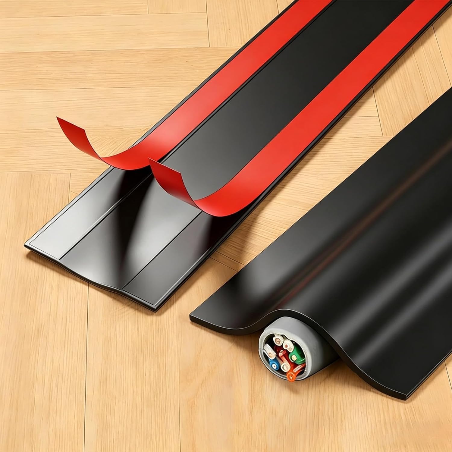 3 Meter Cable Protector Floor Cover,Cable Concealer With Strong Selfadhesive Tape, 5.5Cm Wide Cord Cover For Floor, Wire Protec