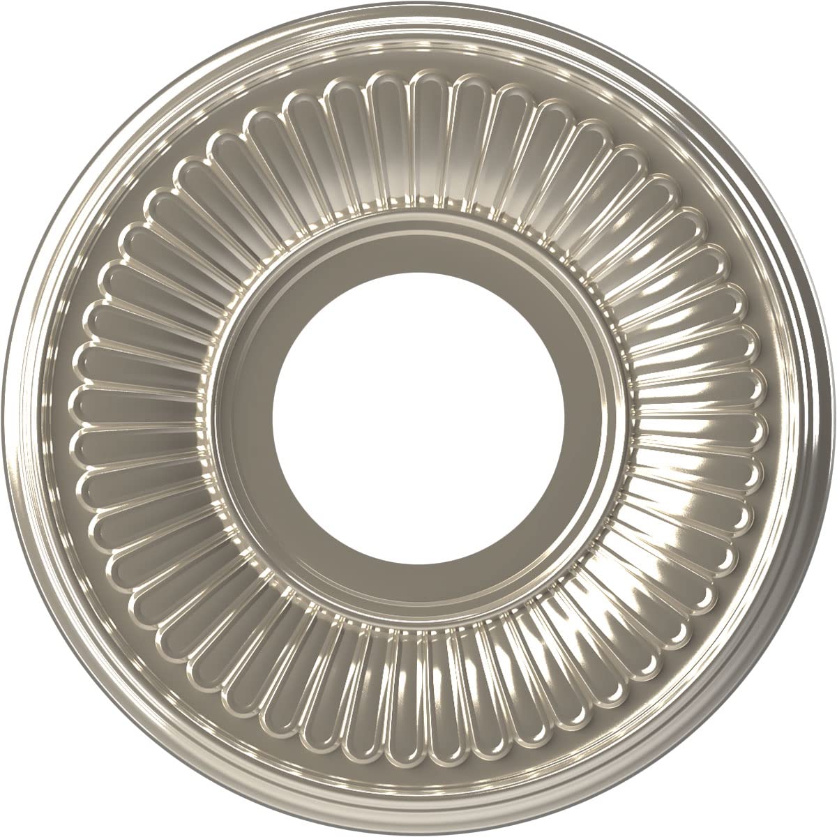 Ekena Millwork CMP10BEBCR Berkshire Thermoformed PVC Ceiling Medallion (Fits Canopies up to 4 1/2), 10OD x 3 1/2ID x 3/4P, Brigh