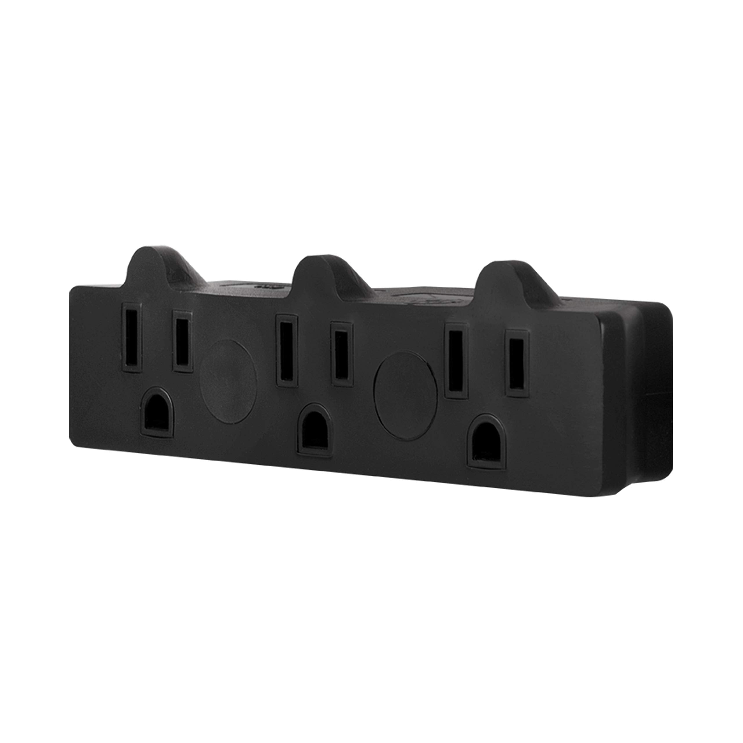 General Electric Ge Heavy Duty 3 Outlet Adapter, 3 Prong Power Splitter, Grounded Wall Tap, Ul Listed, Black, 50911, 1 Pack