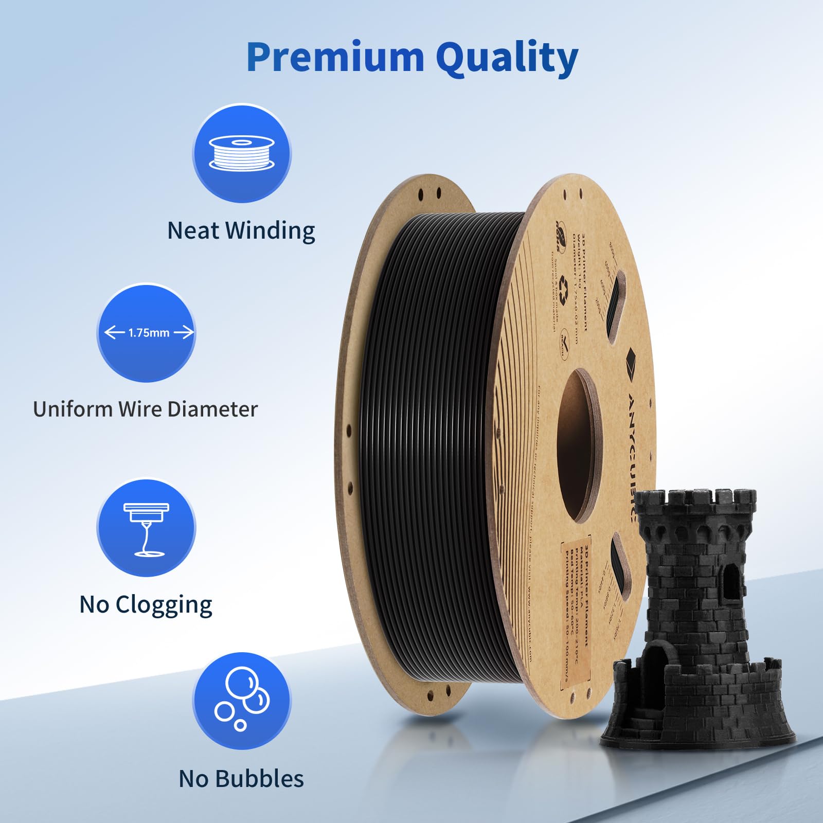Anycubic Pla Filament 1.75Mm Bundle, 3D Printing Pla Filament 1.75Mm Dimensional Accuracy +/  0.02Mm, 1Kg Spool (2.2 Lbs), 2Kg B