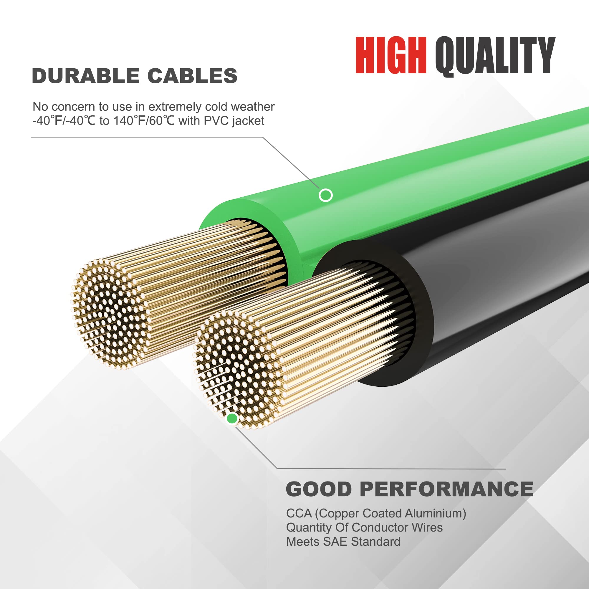 Aweltec Jumper Cables 4 Gauge 20 Feet With Smart Safety Protector   Heavy Duty Battery Booster Cable With Reverse Polarity Prote