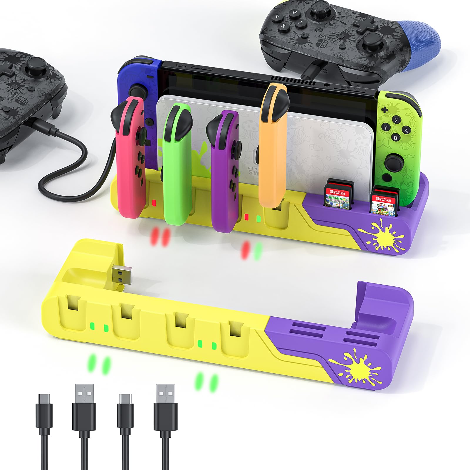 MLIFEMFUL Switch Charging Station - Charges up to 6 Joycons with Game Card Storage Stand for Nintendo Switch & OLED Model Joycon