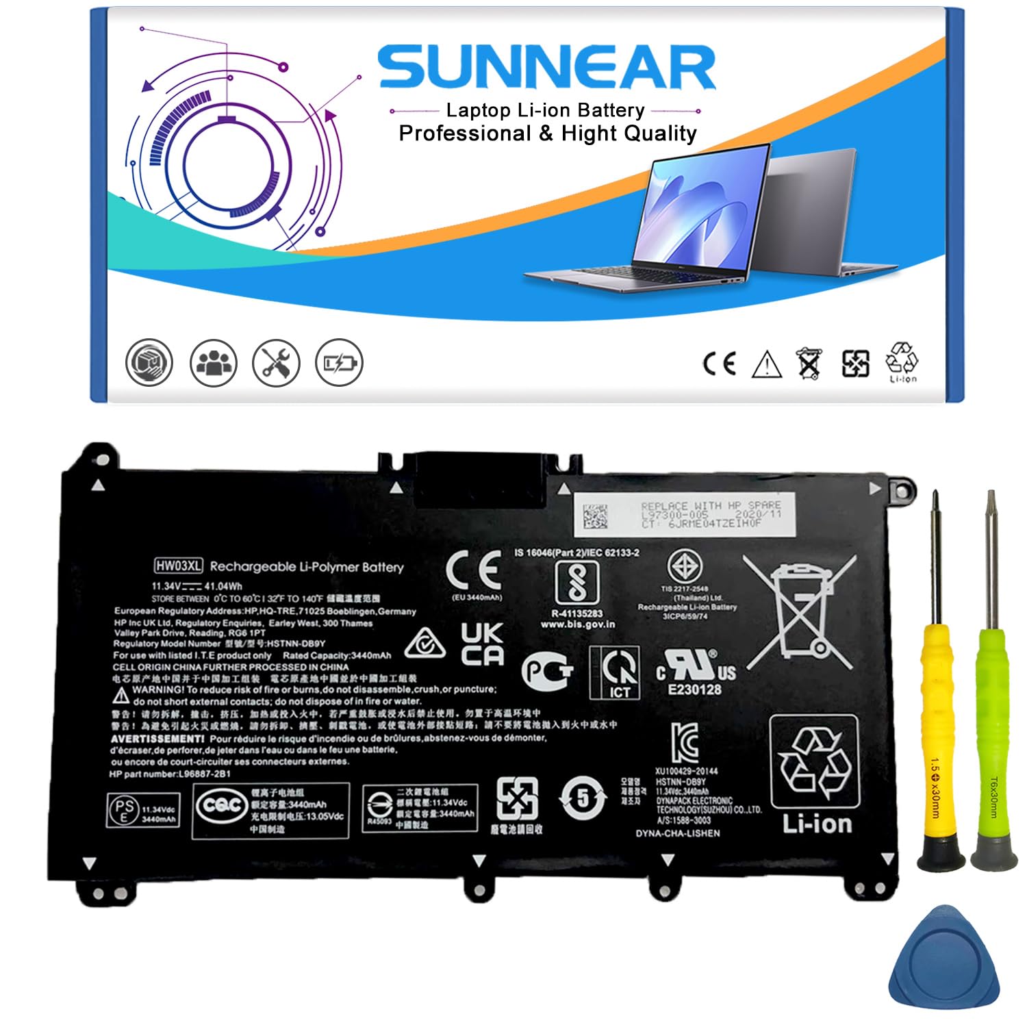 Sunnear Hw03Xl Laptop Battery Replacement For Hp Pavilion 15 Eg 15 Eg0073Cl 15 Eg0048Nr 15 Eg1025Cl 15 Eg1053Cl 15 Eg1073Cl 15 E