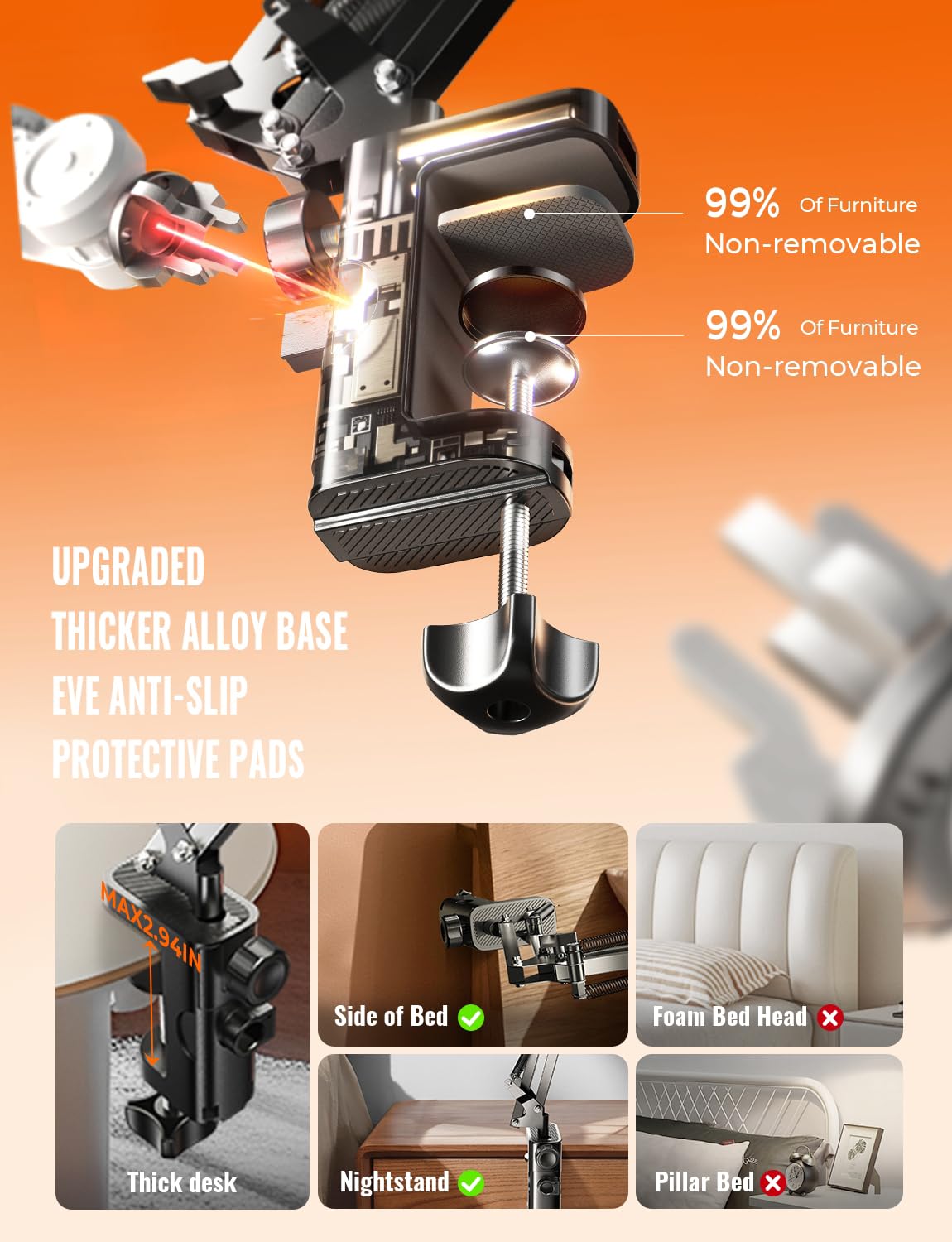 Lisen Gooseneck Phone Holder For Bed - Magsafe Stand For Iphone 16 15, Desk, Magnetic Adjustable Mount - Overhead Accessories Fo