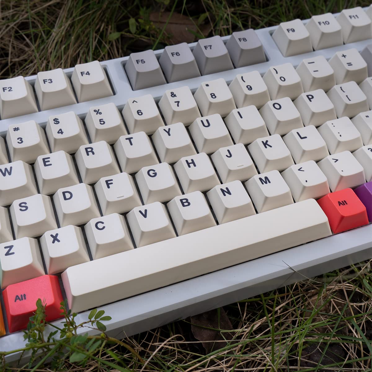 Pbt Grey Beige Keycaps Set Cherry Profile 141 Keys Custom Dye Sub Retro Keyboard Keycaps For 60% 65% 70% 100% Cherry Gateron Mx