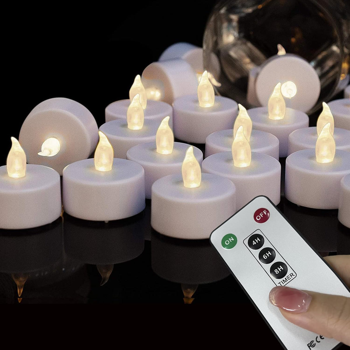 Boakboary Led Tea Light Flameless Candles: 24Pack With Remote Control Candle,Long Lasting 400+Hours,Battery Operated Led Tealigh