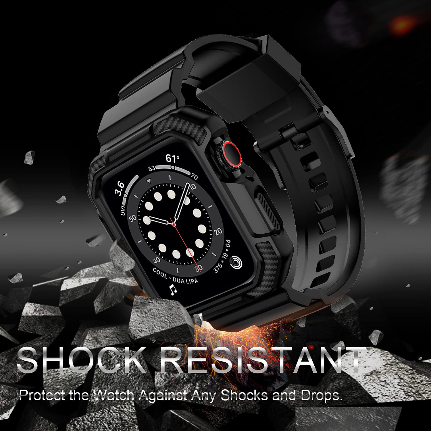 Orobay Compatible With Apple Watch Band 46Mm Series 10 With Case, Shockproof Rugged Band Strap For Iwatch Series 10 46Mm With Bu