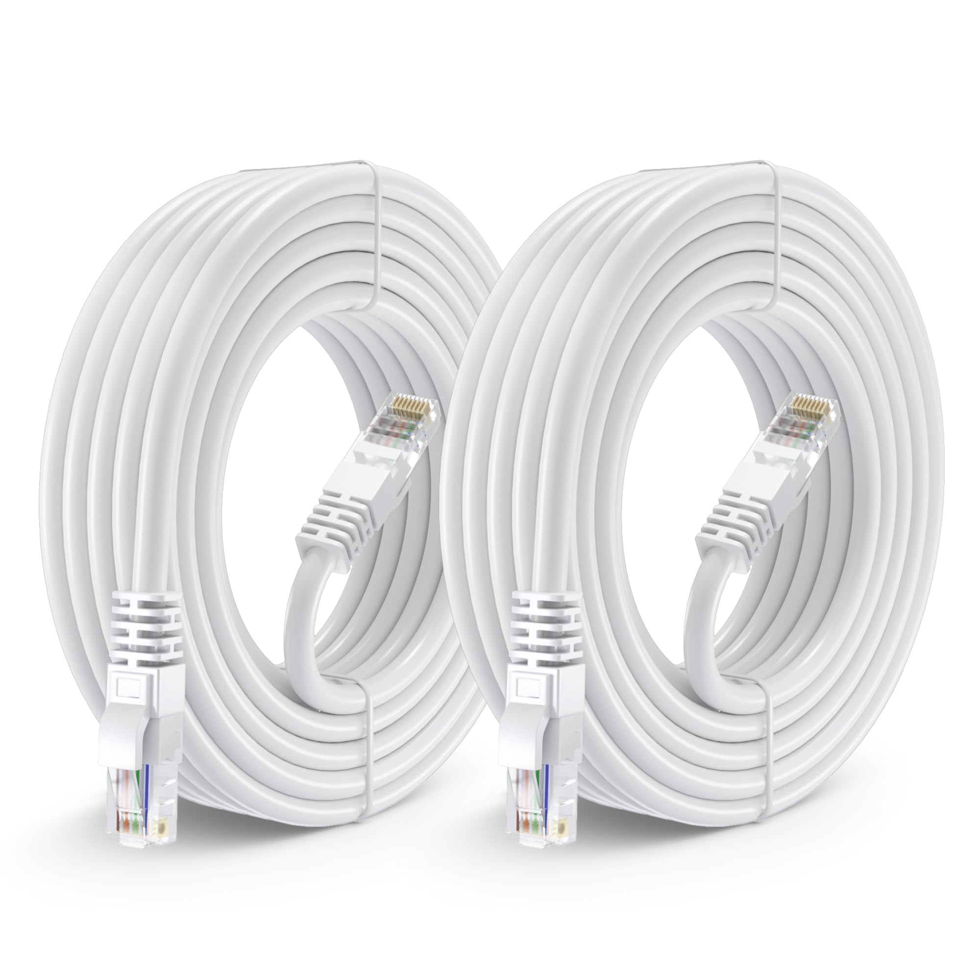 Maximm Cat 6 Ethernet Cable 25 Ft (2 Pack)   High Speed Lan Cable, Internet Cable, Patch Cable, And Network Cable   Utp, 10Gbps, 550Mhz Cat6 Cable   White