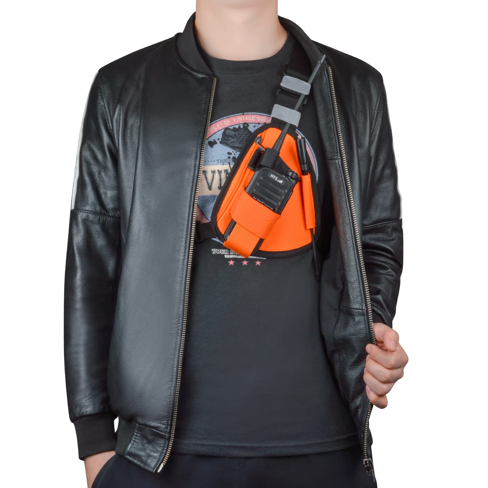 Hyshikra Universal Radio Chest Pack, Walkie Talkie Nylon Holder, Holster Case Pouch Front Pack Accessories For Baofeng Uv5R Kenw