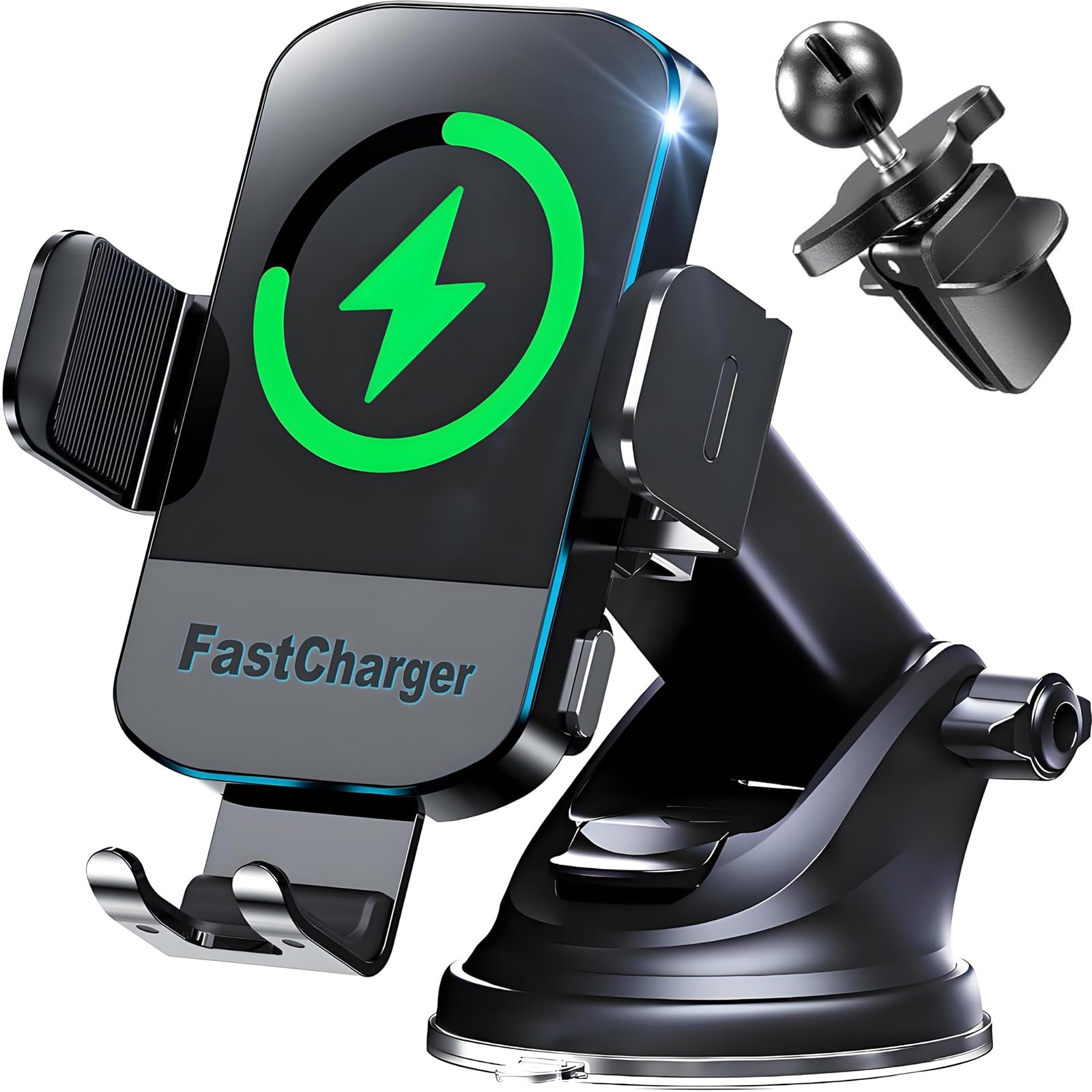CHGeek Wireless Car Charger, 2026 Upgrade 15W Fast Charging Auto Clamping Car Phone Holder Charger, Phone Holders for car Mount,