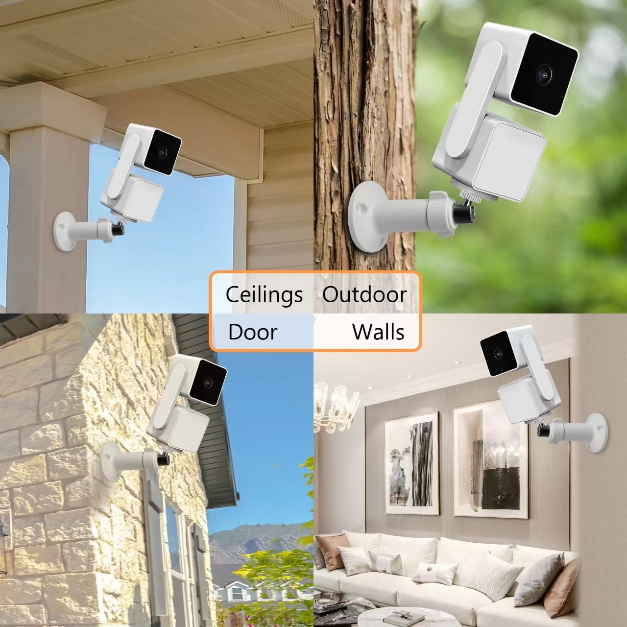 4 Pack Wall Mount For Wyze Cam Pan V3 & Wyze Cam V3 & Wyze Cam Outdoor, 360 Degree Swivel Adjustable Wall Mount Bracket For Wyze
