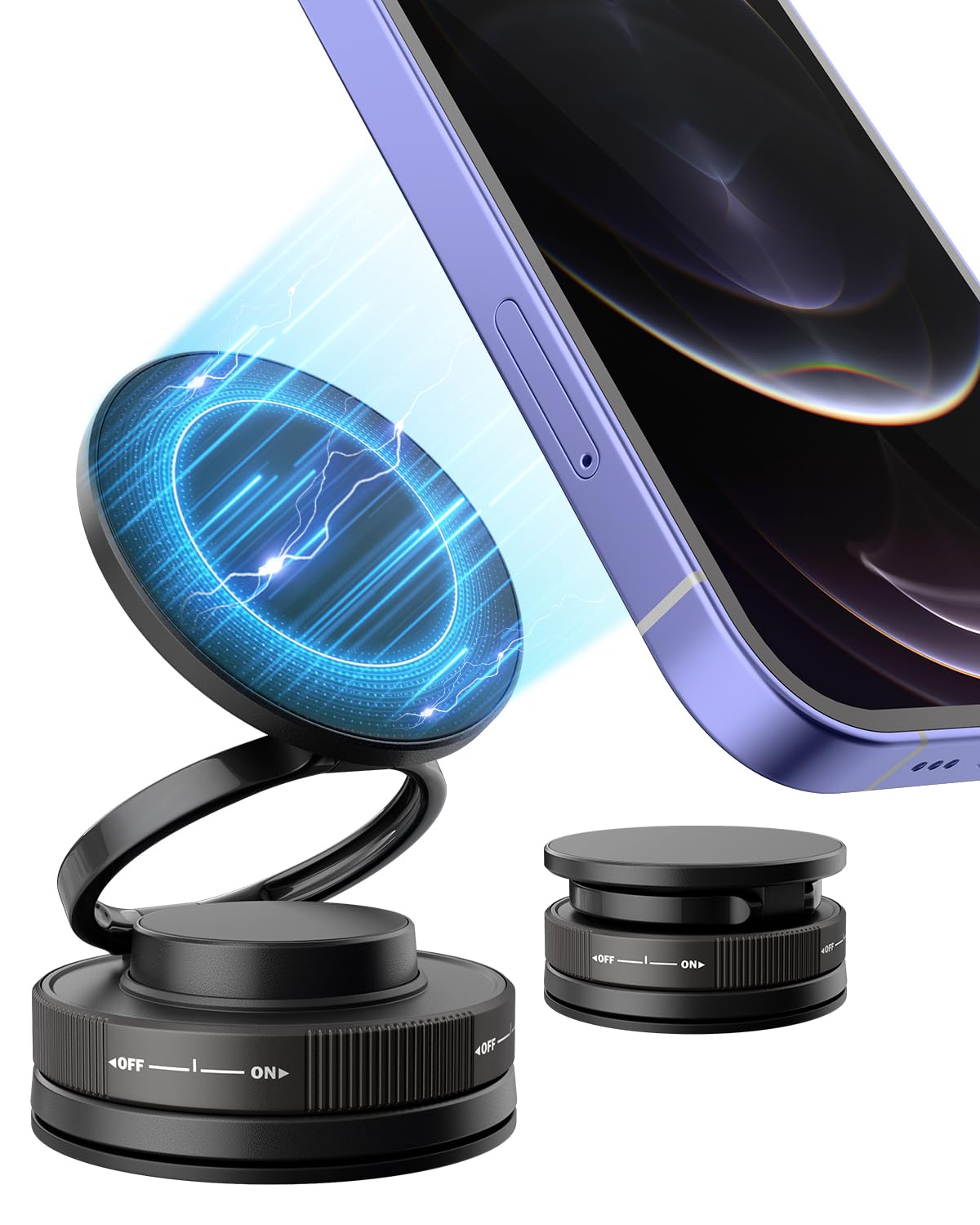 Tcmot Car Phone Holder For Magsafe, Foldable 360 Rotatable Suction Cup Mount For Iphone, Samsung, All Smartphones - Strong Vacuu