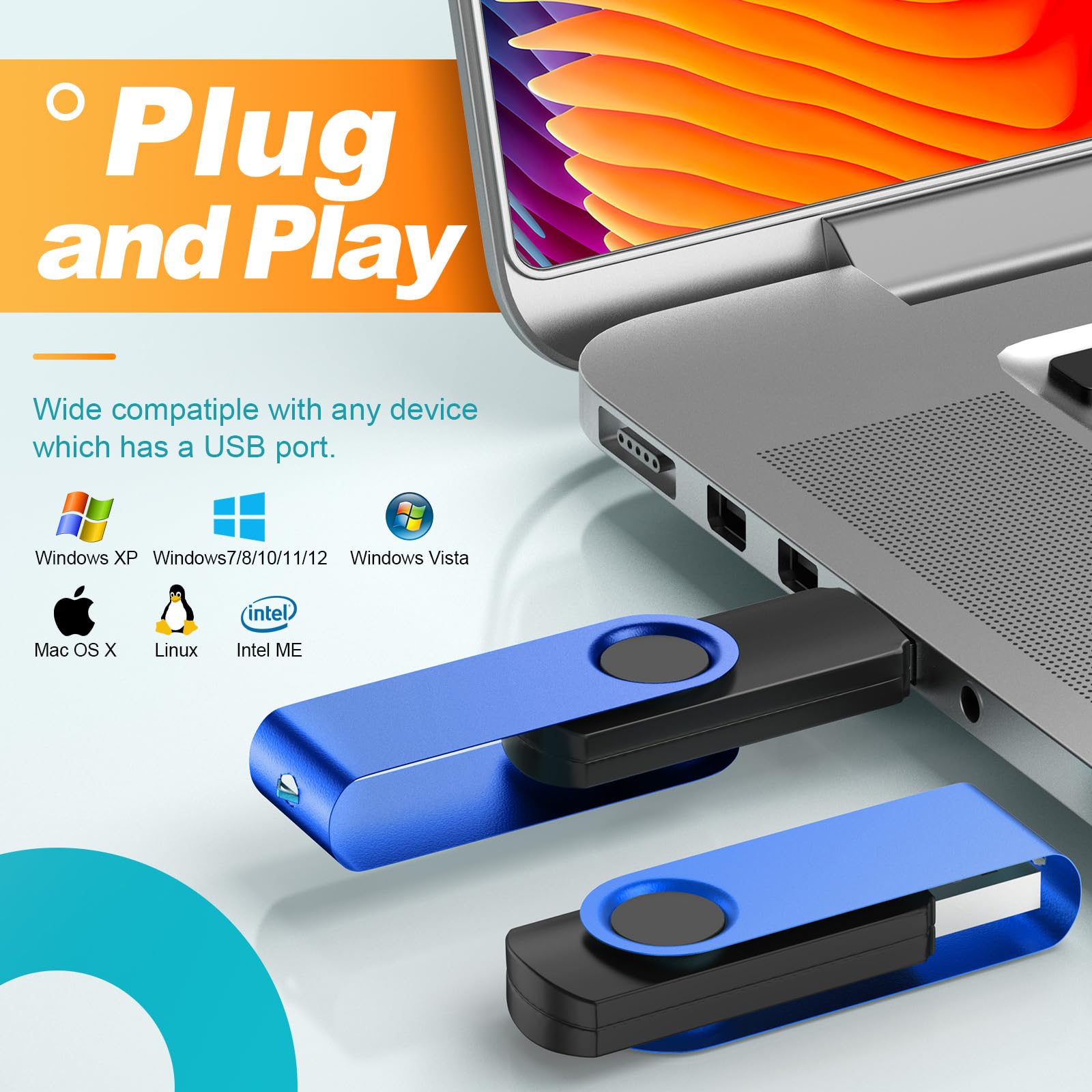 4Gb Usb 2.0 Flash Drive Bulk 10 Pack 4 Gb Thumb Drives Kepmem Jump Drive Swivel Memory Stick 4 Giga Usb Drive Blue Jump Drive Metal Zip Drive With Lanyard For Business Office Data Storage