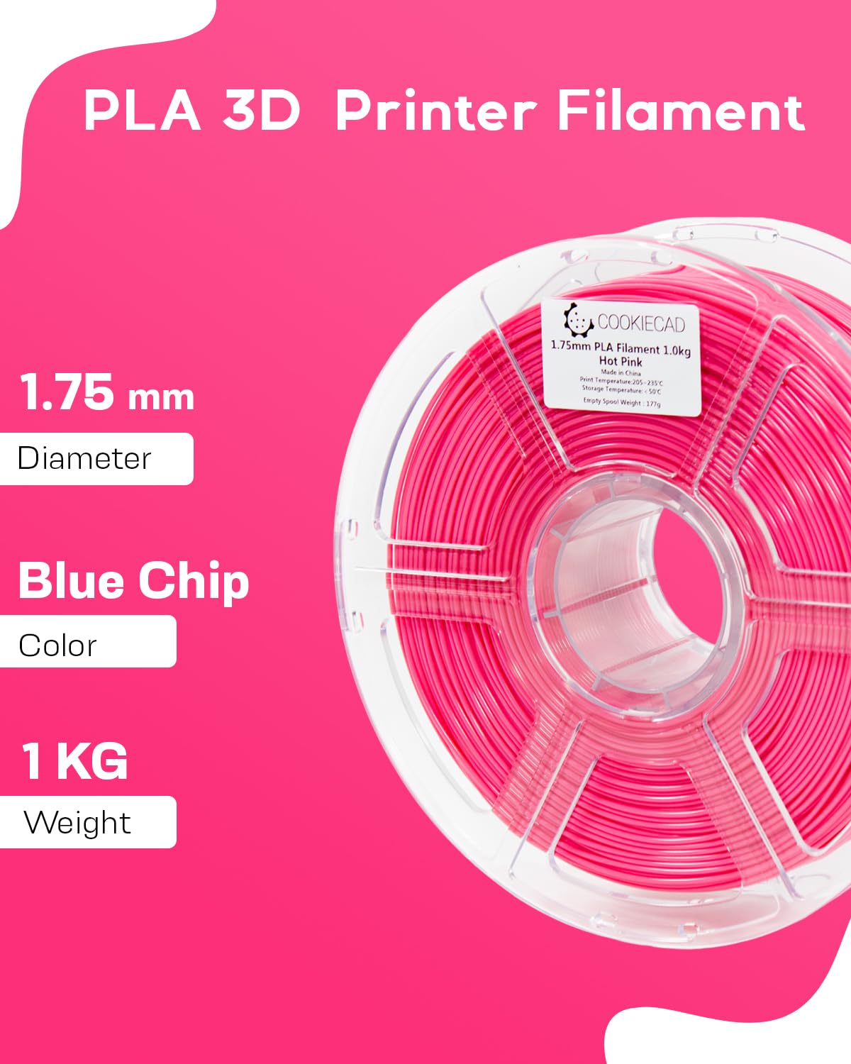 Cookiecad Pla Filament 1.75Mm 1Kg Pink 3D Printer Filament   Hot Pink Pla