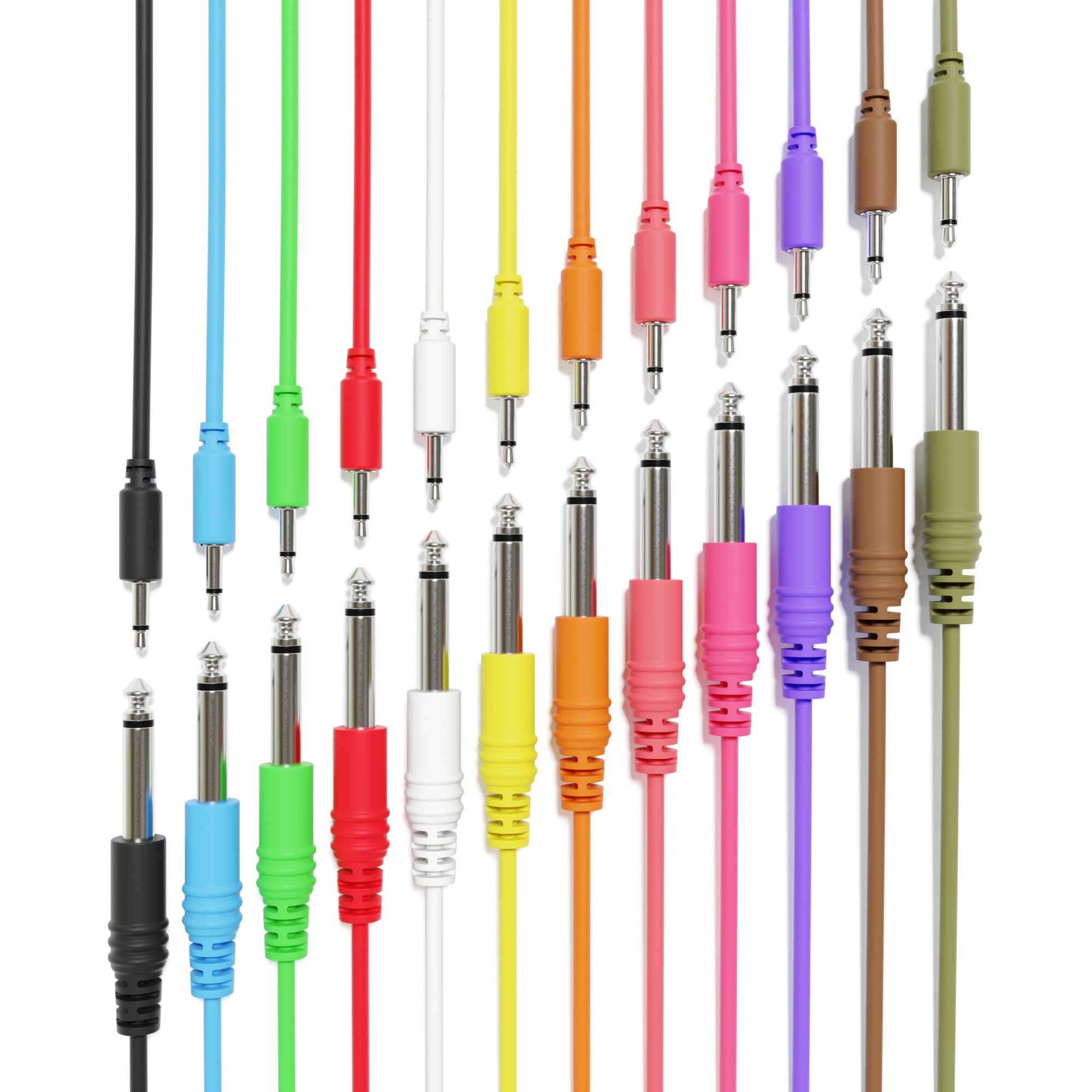 ExcelValley - Mono Patch Cables - TS 3.5mm 1/8 to 6.35mm 1/4 [12-Pack | 45 cm - 17.72]