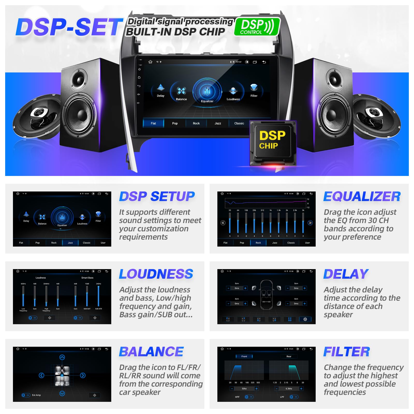 Sizxnanv For Camry Android Radio Touch Screen Compatible With Carplay Android Auto,Car Stereo Bluetooth Navigation Media Player