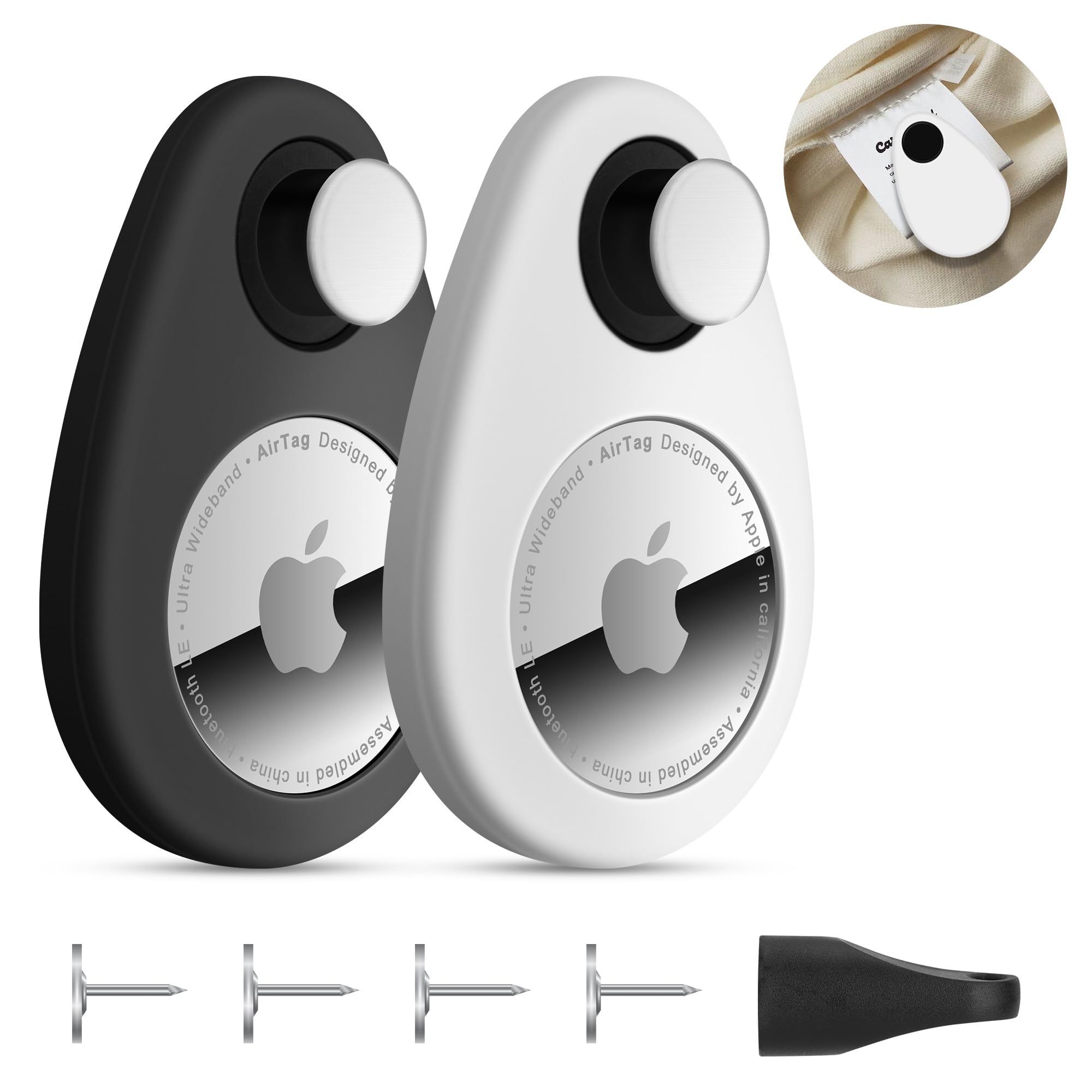 Airtag Holder For Kids Hidden 2 Pack Gps Tracker Case, Anti Removal Airtag Silicone Case With Pins, Suitable For Children, Elder