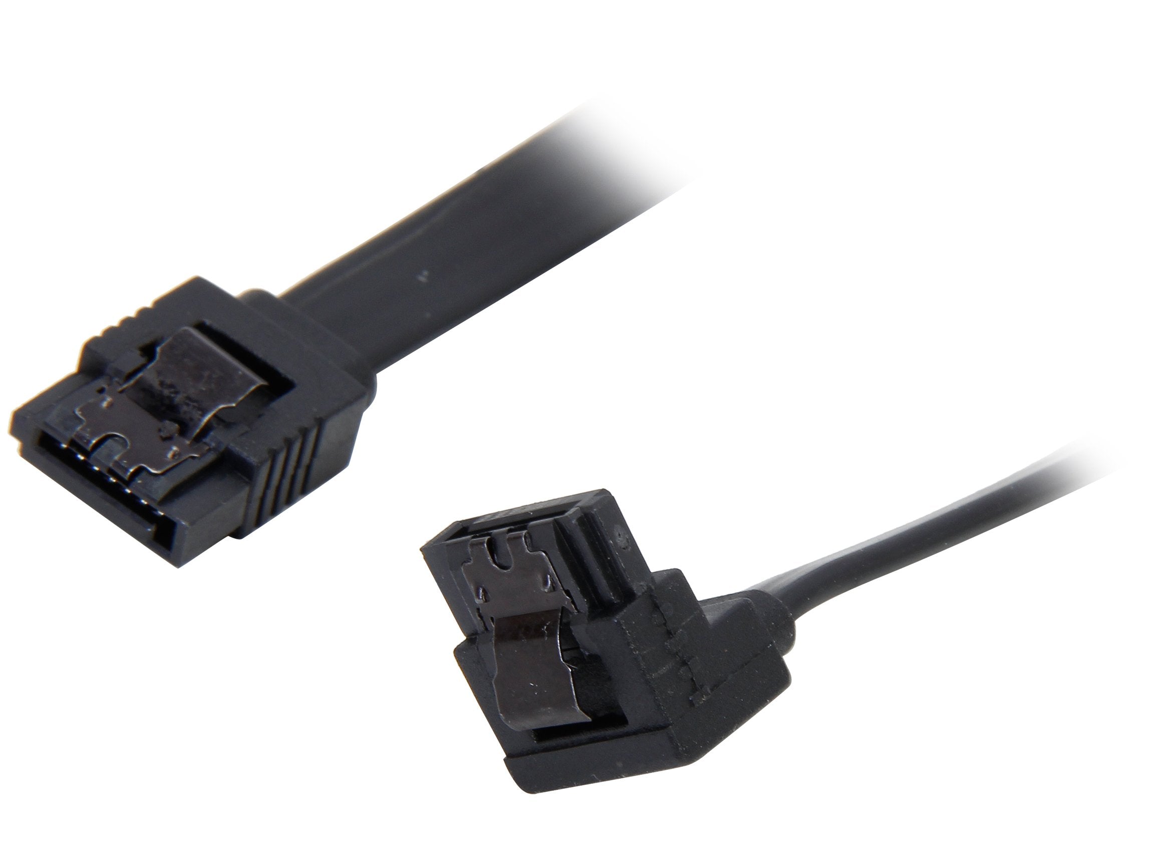 Nippon Labs Sata3L0.8Ft 90/180Sl 10 Inch Sata Cable With Locking Latch, Sliver