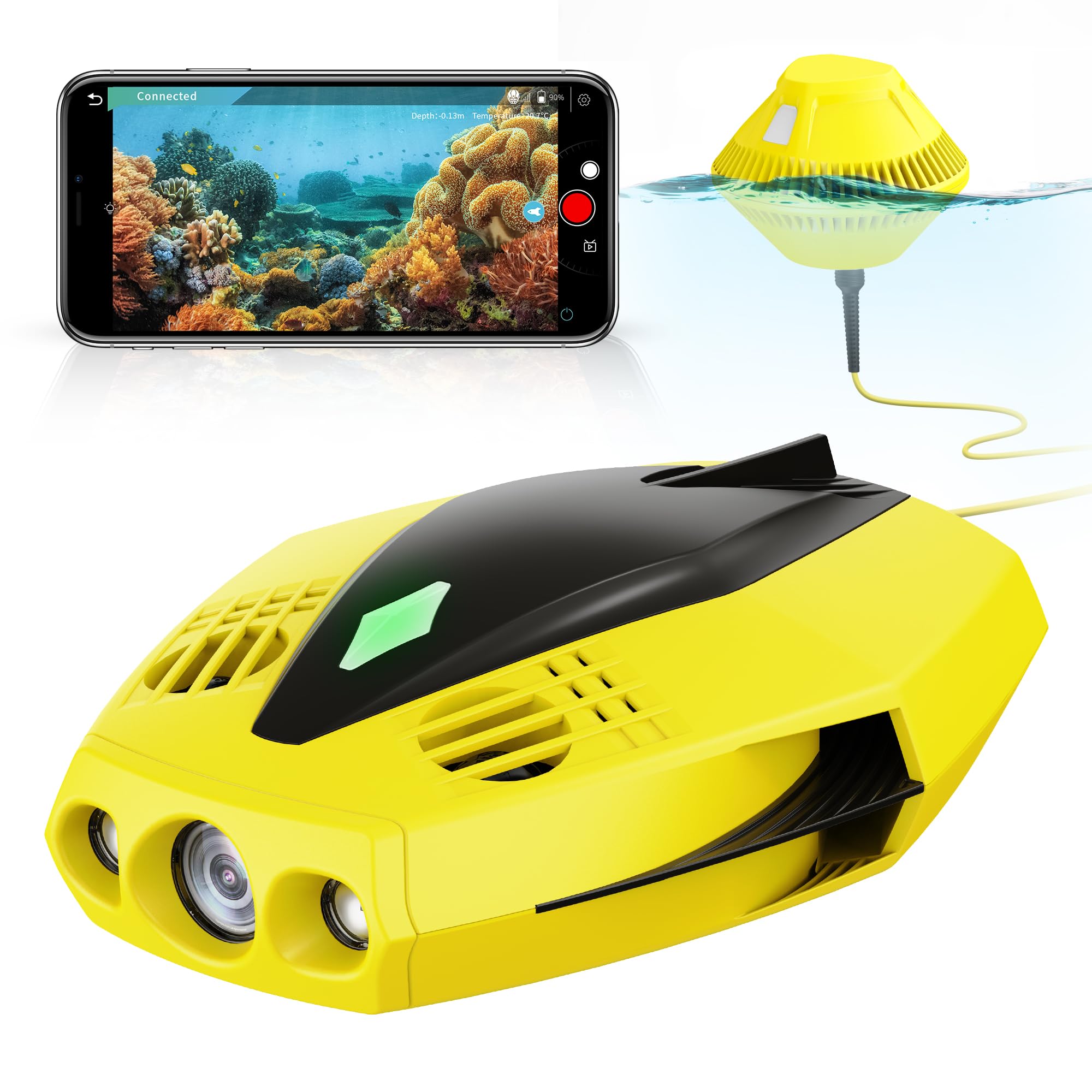CHASING DORY Underwater Drone - Palm-Sized 1080p Full HD Underwater Drone with Camera for Real Time Viewing, APP Remote Control 