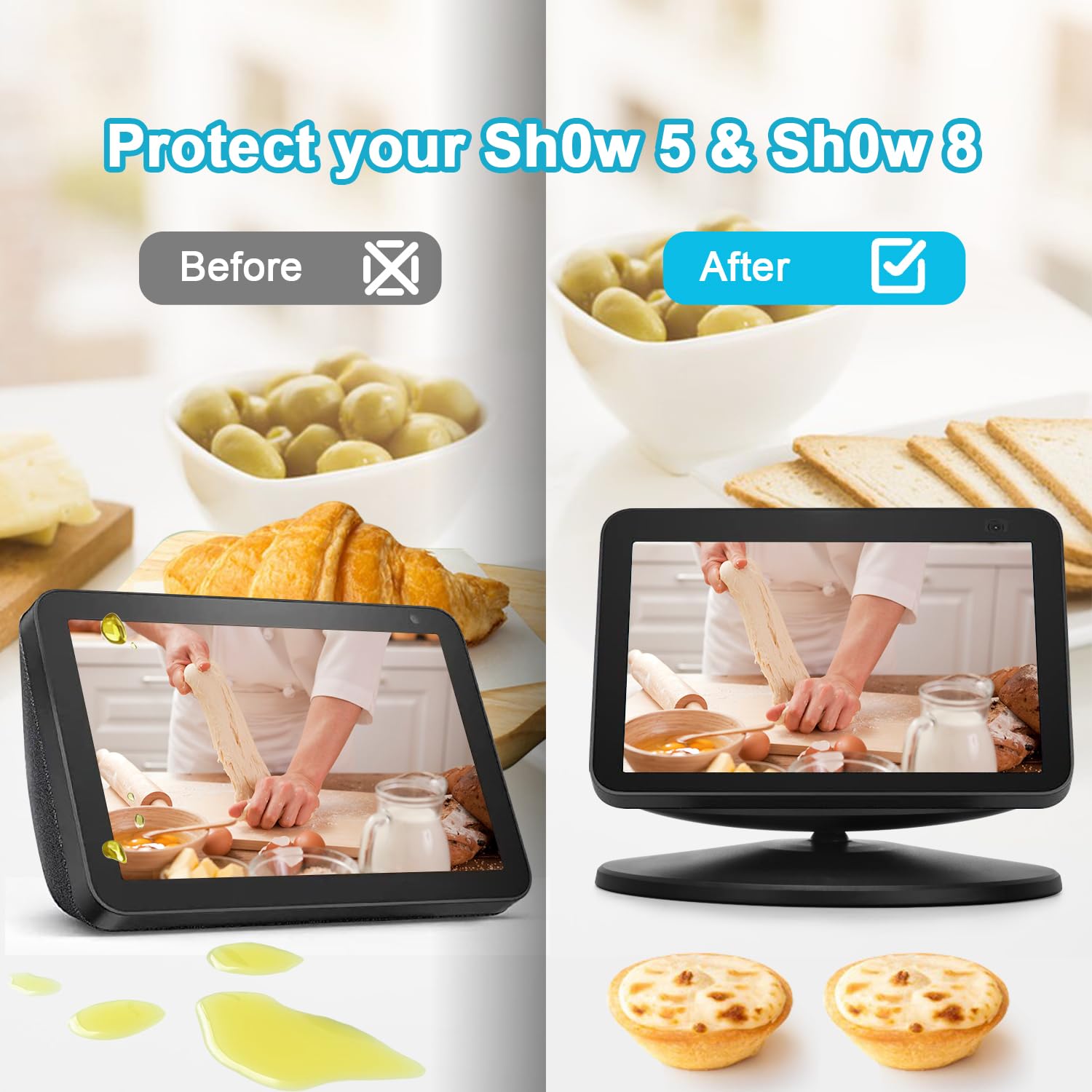 Stand For Echo Show 8(1St Gen& 2Nd Gen), Adjustable Alexa Stand Magnetic Mount Accessories,360 Degree Swivel, Tilt Function, Ant