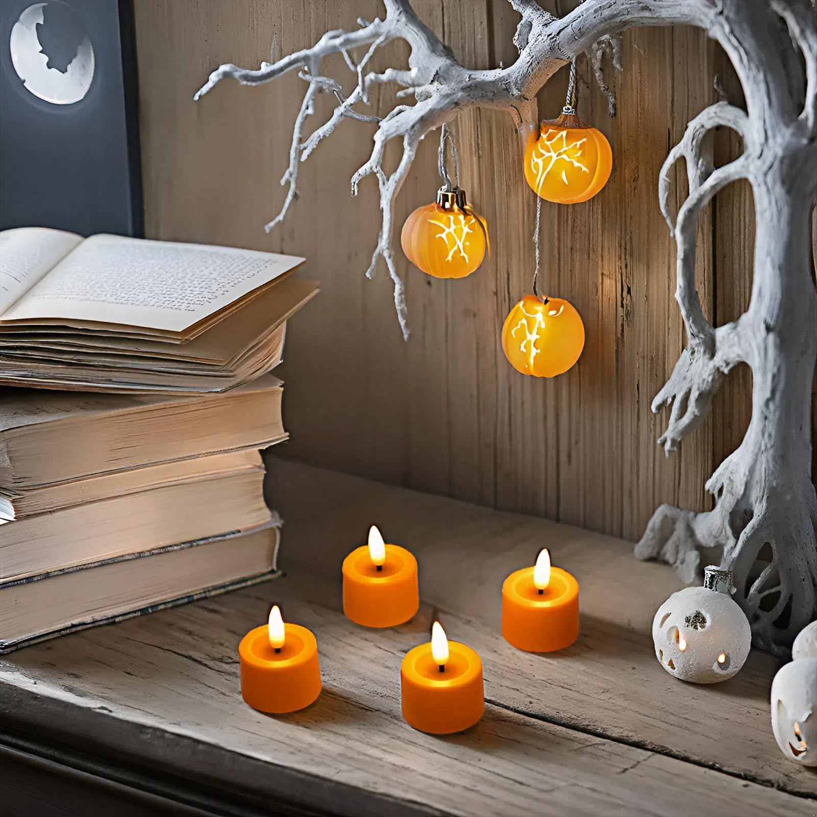 Simplelight Pack Of 12 Flameless Led Tealights Candle   Battery Operated Votive Candles, Orange Color, Battery Included, Timer F