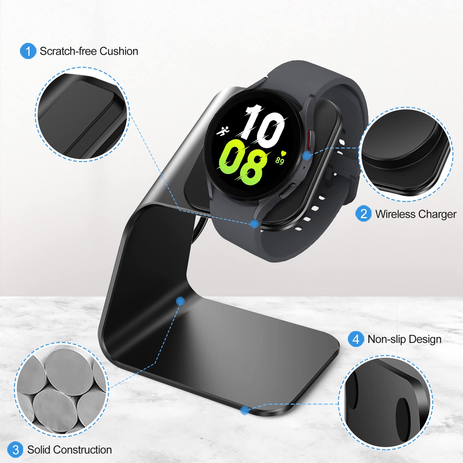 Nanw Charger Dock Compatible With Samsung Galaxy Watch 7/6/5 Pro/4/3/Active 2 - Usb Replacement Charging Cable Dock Stand Access