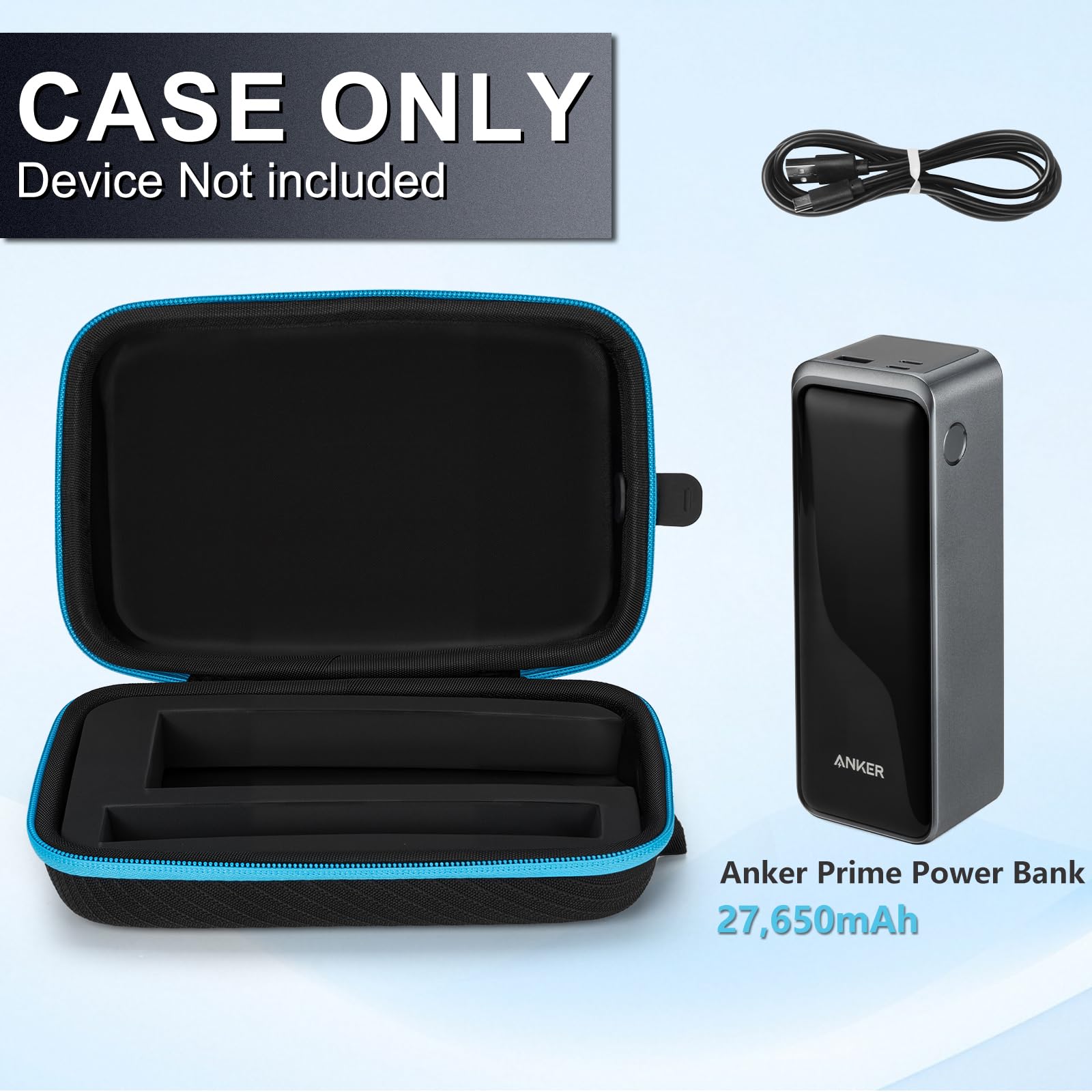 Case For Anker Prime Power Bank 27,650Mah 3-Port 250W, Portable Box With Usb Charging Port And Front Pocket For Travel Work, Bat