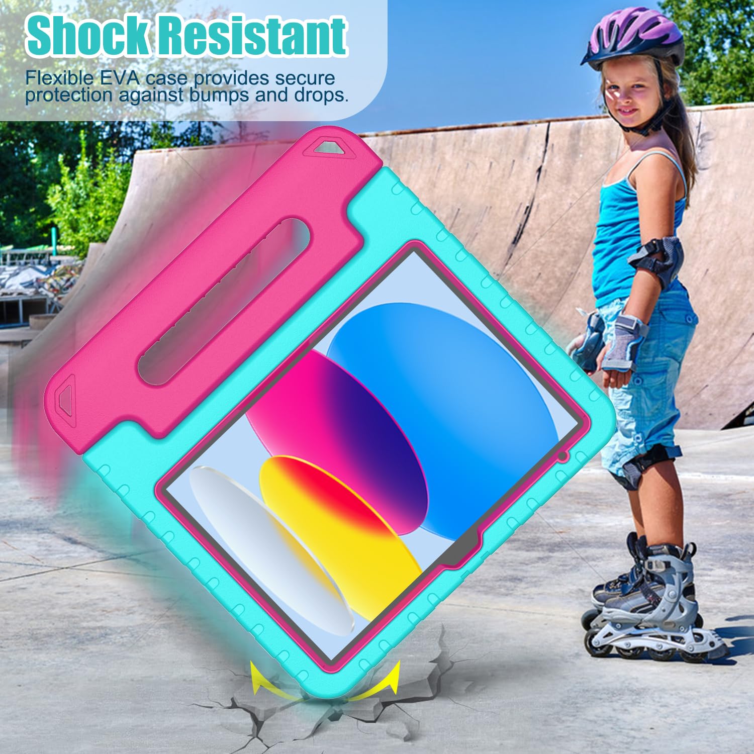 Avawo Case For Ipad 10Th Generation 10.9'', Kids Eva Case 2022 With Built In Screen Protector And Portable Handle Stand, Shockpr