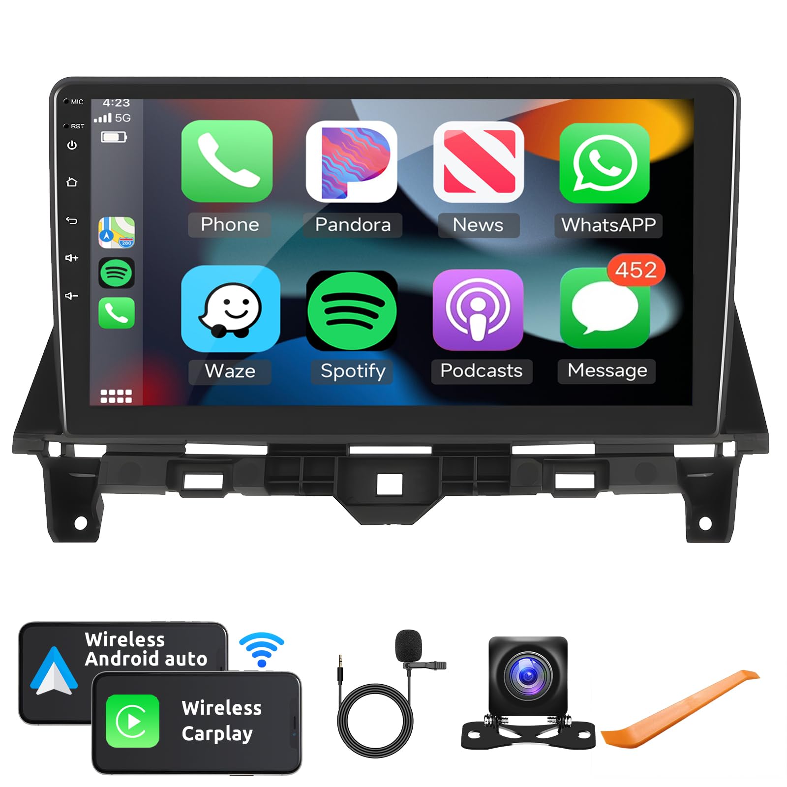 Android Car Stereo For Honda Accord 8Th 2008 2009 2010 2011 2012 2013 Support Wireless Carplay/Android Auto With 10.1 Inch Touchscreen Wifi Gps Navigation Bt Usb Fm/Rds Radio Receiver Backup Camera