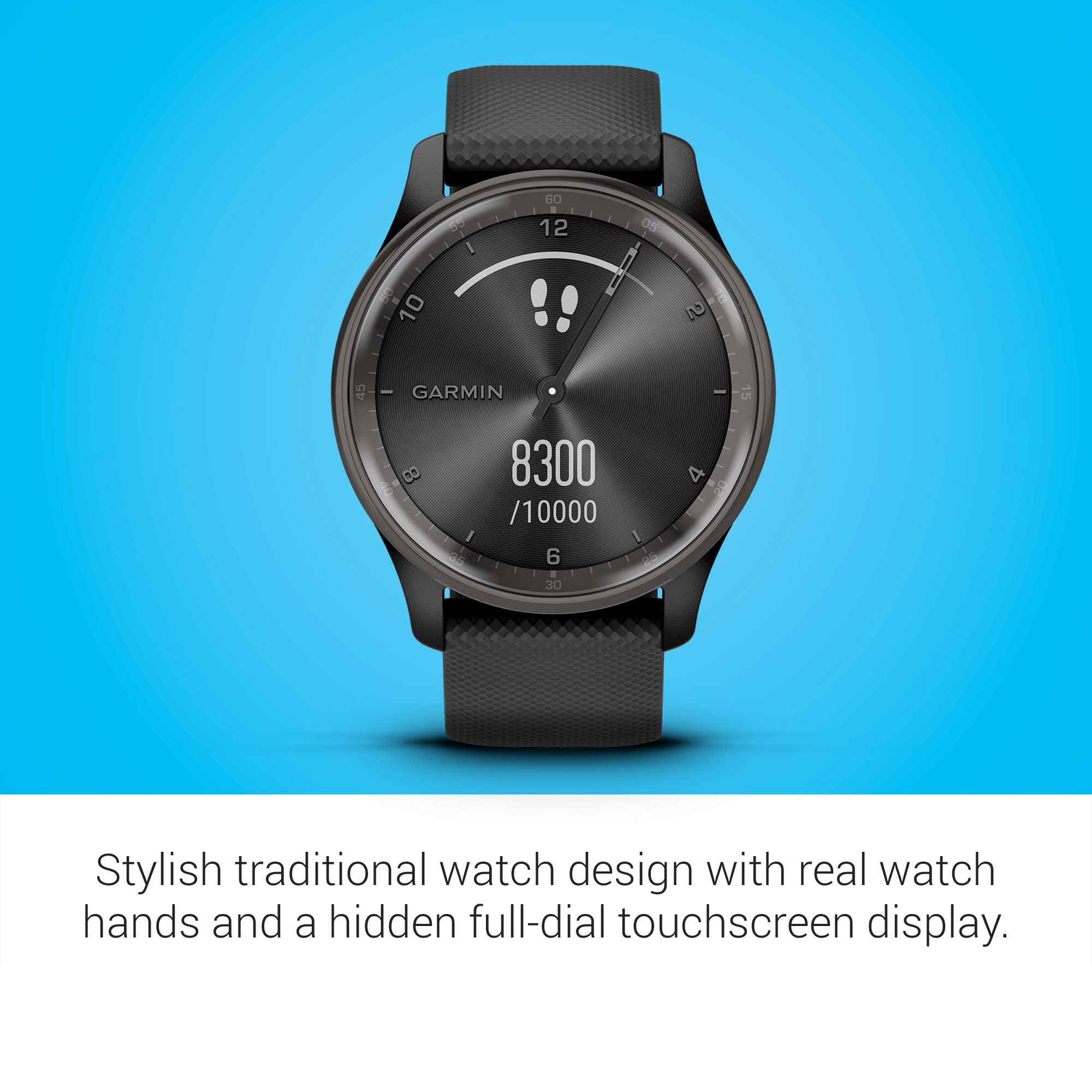 Garmin V   Vomove Trend, Stylish Hybrid Smartwatch, Long Lasting Battery Life, Dynamic Watch Hands And Touchscreen Display, Blac