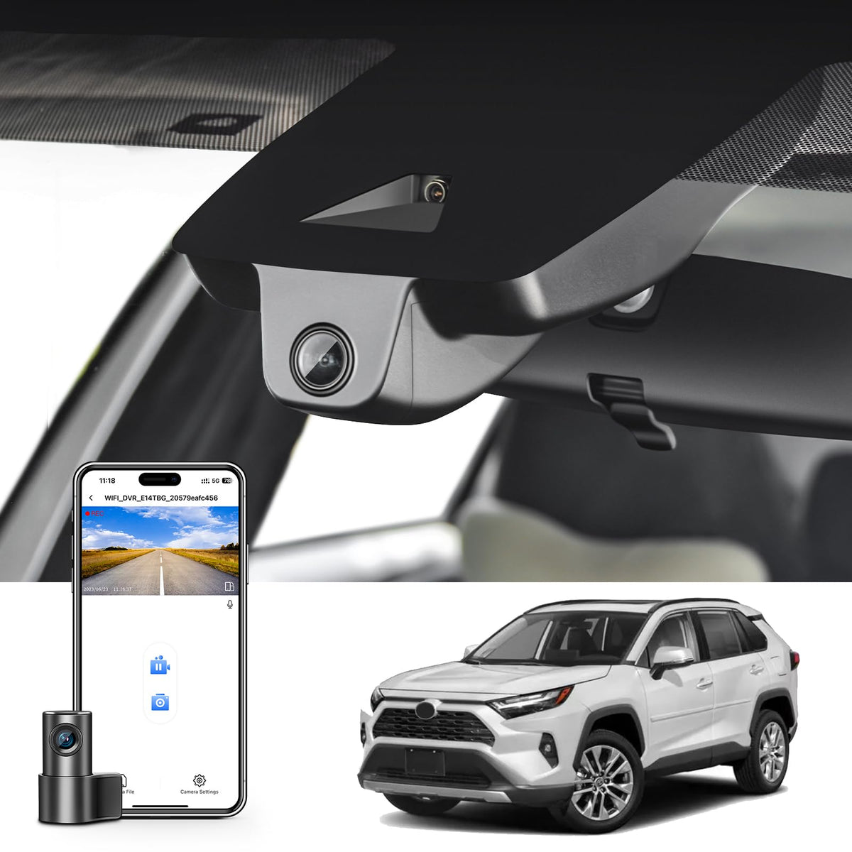 Mangoal Front 4K & Rear 1080P Dash Cam Custom For Toyota Rav4 & Rav4 Hybrid 2022 2023 2024 (Model B) With Vent Hole,Le Limited S
