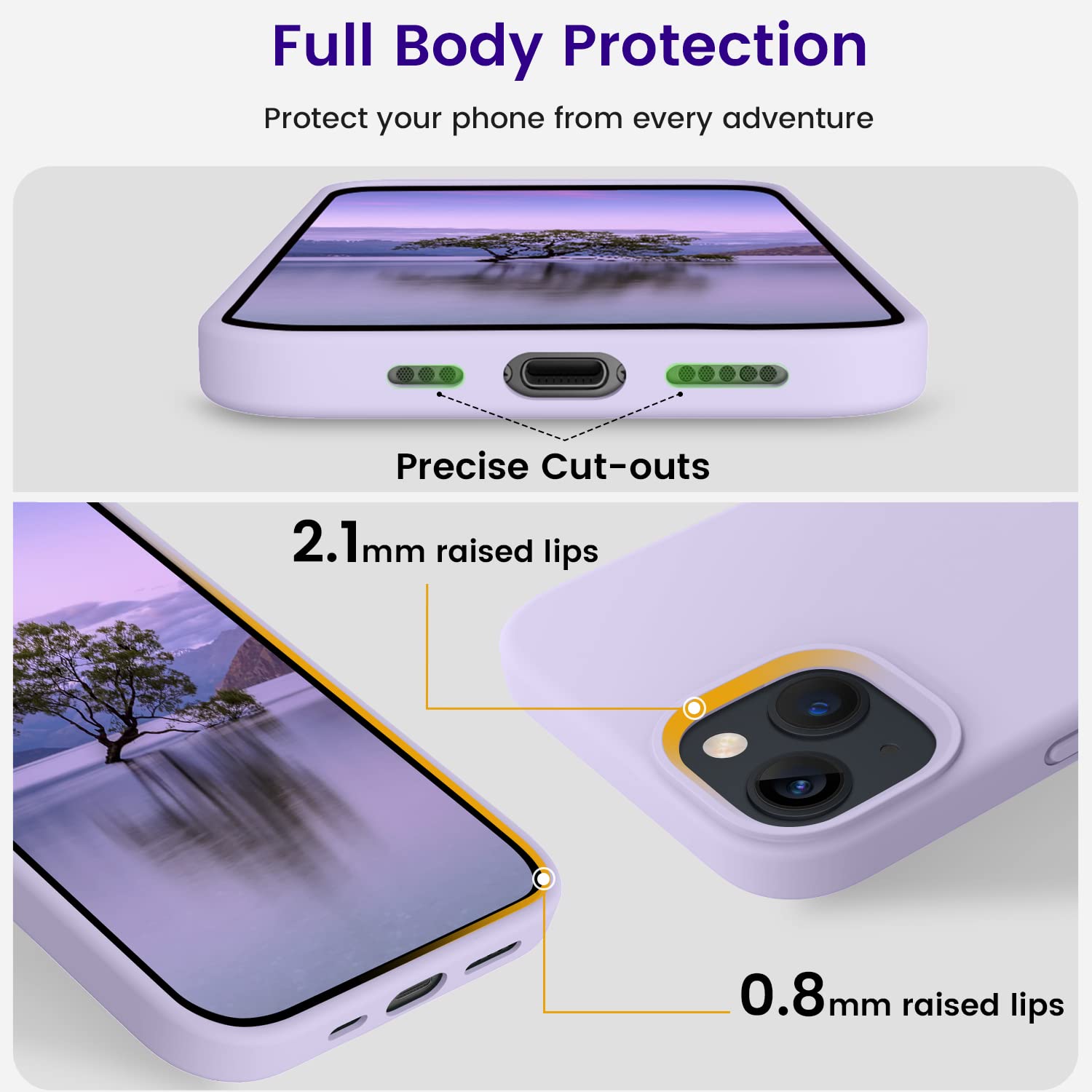 Otofly Designed For Iphone 13 Phone Case, Silicone Shockproof Slim Thin Phone Case For Iphone 13 6.1 Inch (Cloud Mauve)