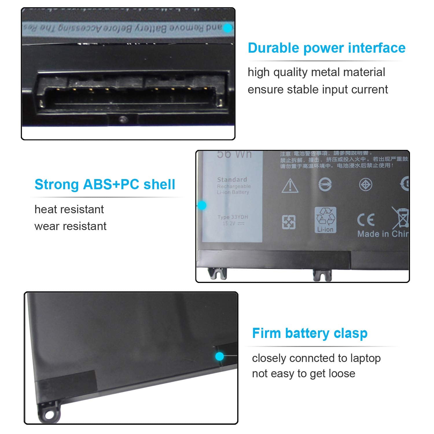 15.2V 56Wh 33Ydh Battery For Dell Inspiron 17 7000 7773 7779 7778 7786 2 In 1 15 7577 Latitude 15 3590 3580 3490 3380 G5 15 5587
