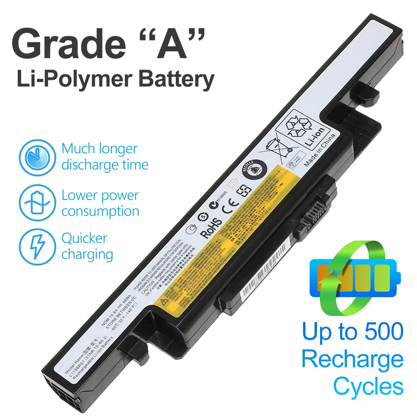 10.8V 48Wh New Laptop Battery For Len Ovo Ideapad Y400 Y410 Y490 Y500 Y510 Y590 L11S6R01 L11L6R02 L12L6E01 L12S6A01 L12S6E01 3Ic