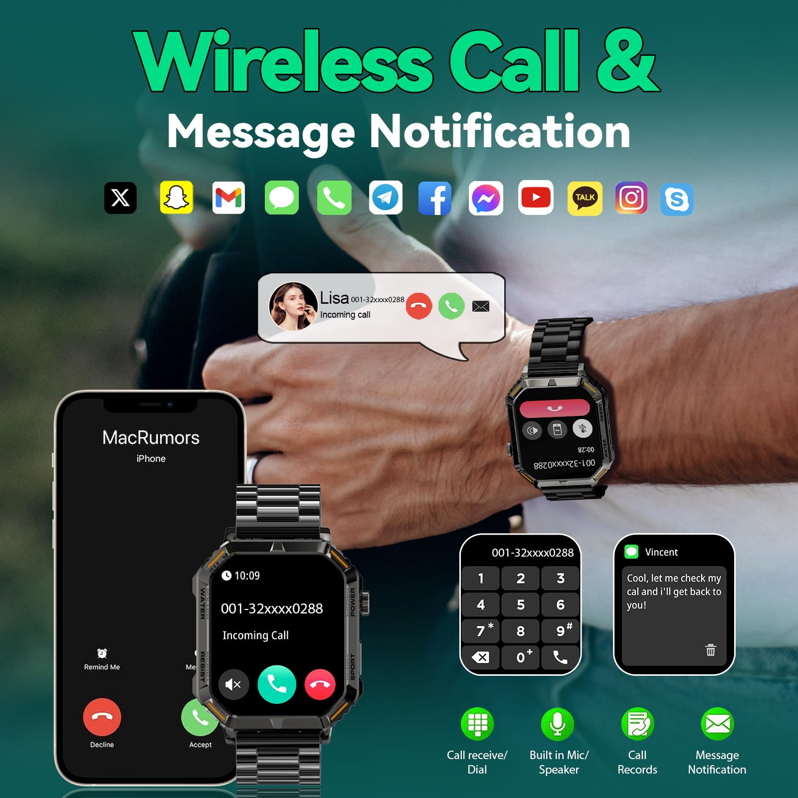 Homailida Smart Watch For Men With Answer/Make Calls, Fitness Tracker Watch With Waterproof 200+Sports Modes Health Monitor Slee