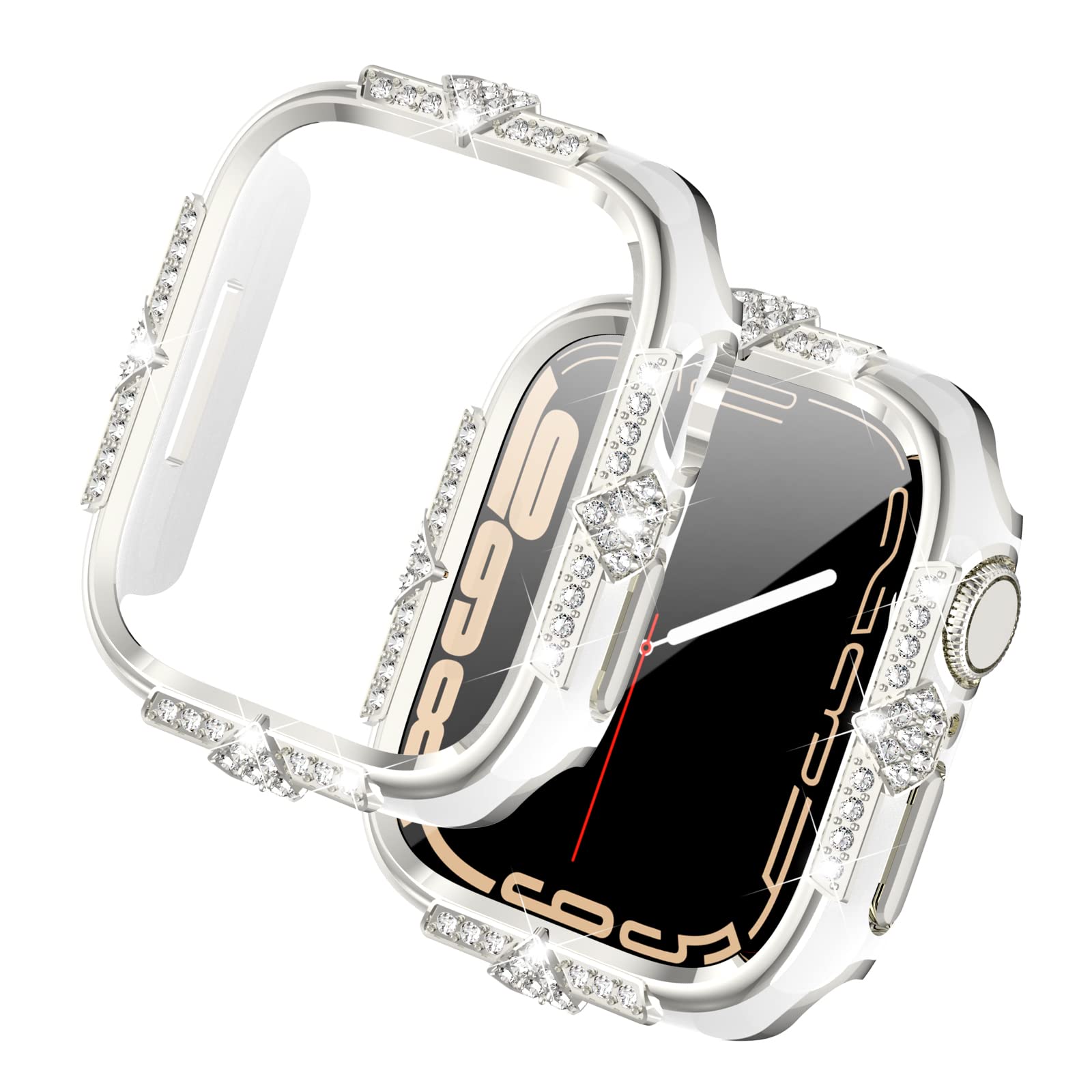 Falandi 45Mm Compatible With Apple Watch Case Se/Series 8/7/6/5/4 Rhinestones With Built In Glass Screen Protector 40/ 44/ 41/ 4