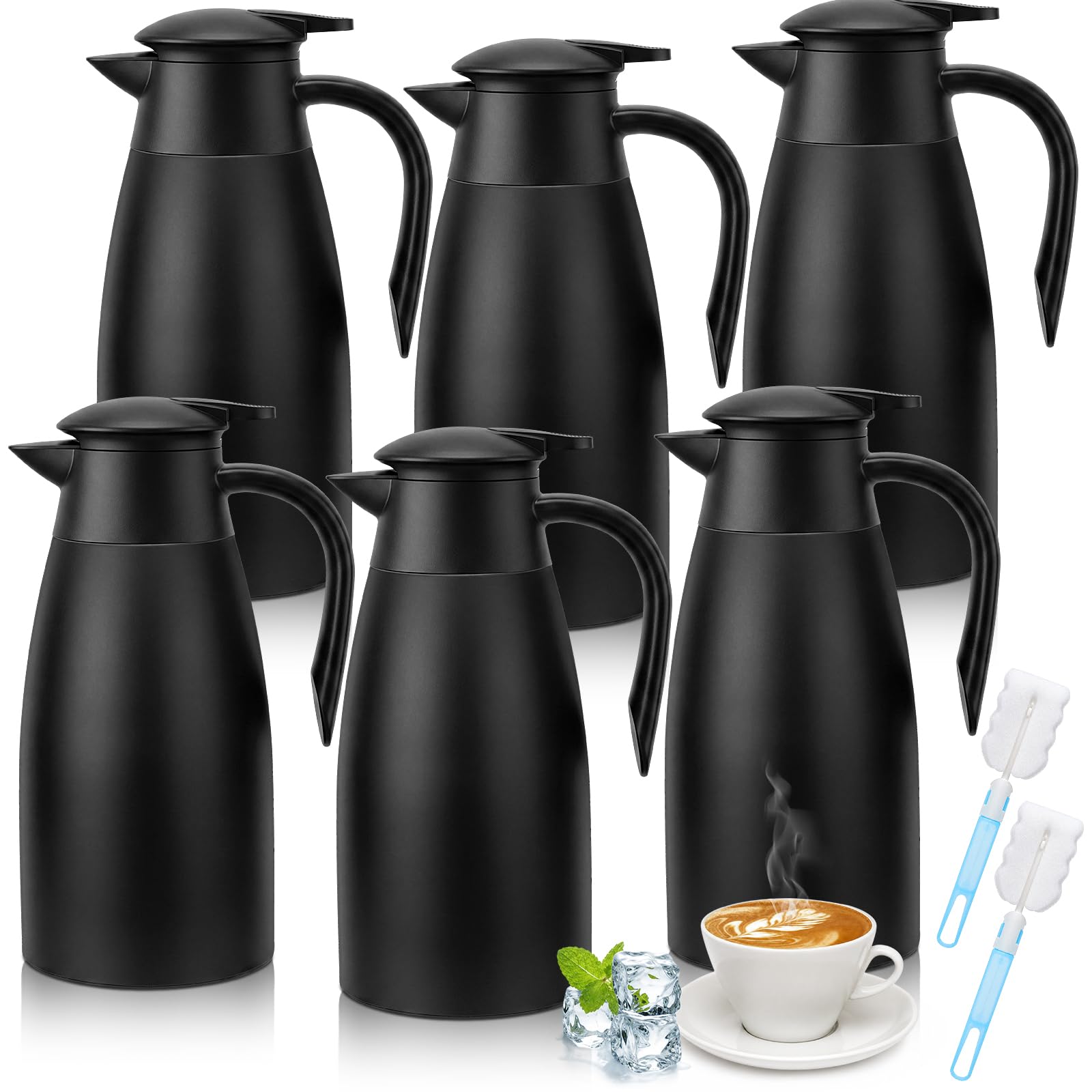FillTouch 6 Pcs 68 oz Thermal Coffee Carafe Insulated Carafe, Black