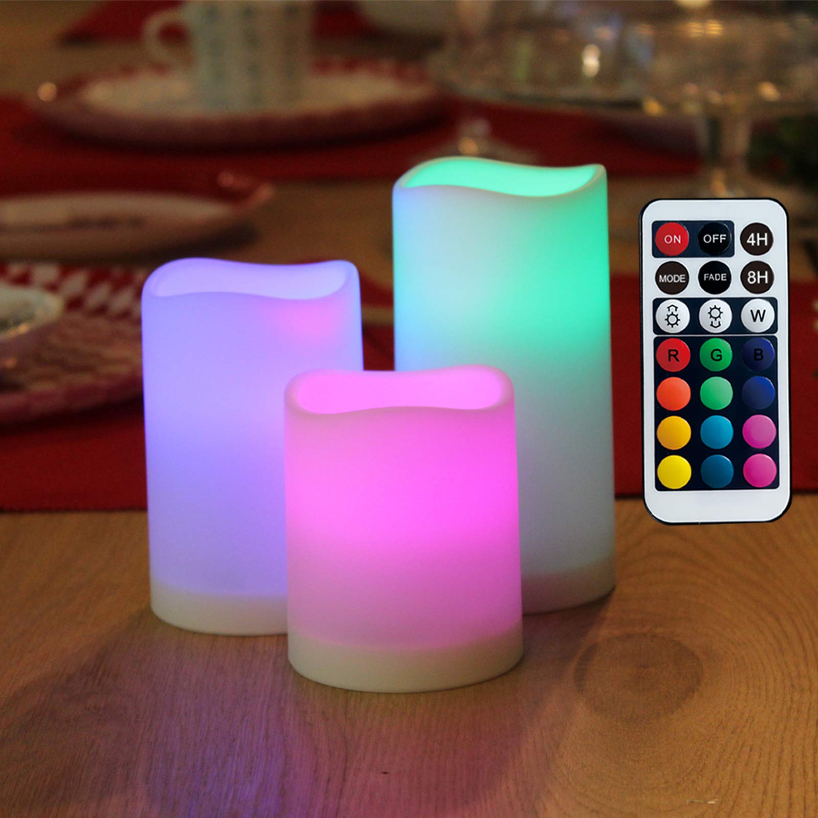 Wralwayslx Flameless Candles With Timer, Color Changing Led Candles With Remote Control,Battery Candles Outdoor And Indoor Home
