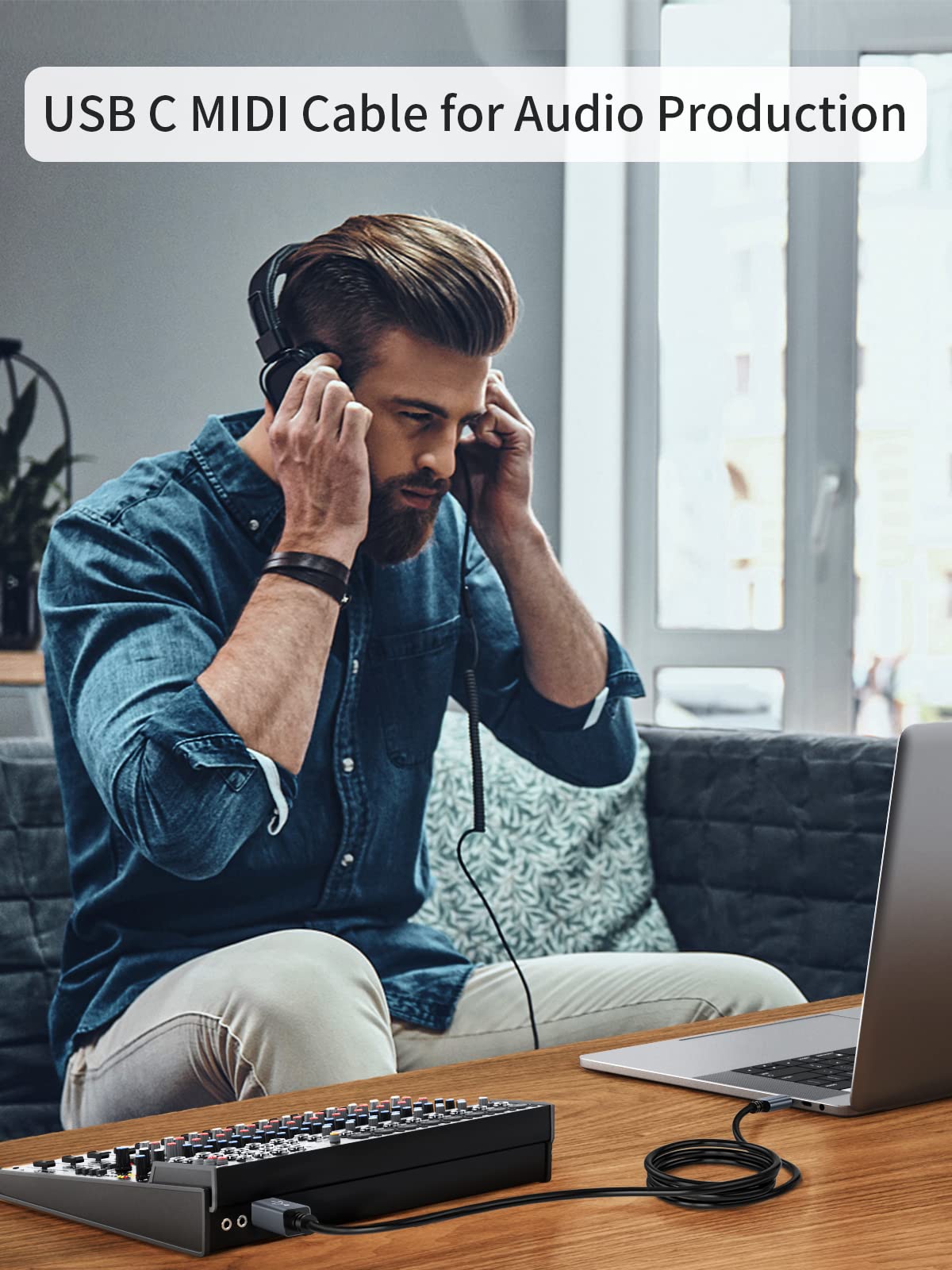 Cablecreation Usb B To Usb C Printer Cable 10Ft, Usb-C To Usb B Printer Cord For Macbook Pro, Air, Midi Cable For Yamaha Casio D