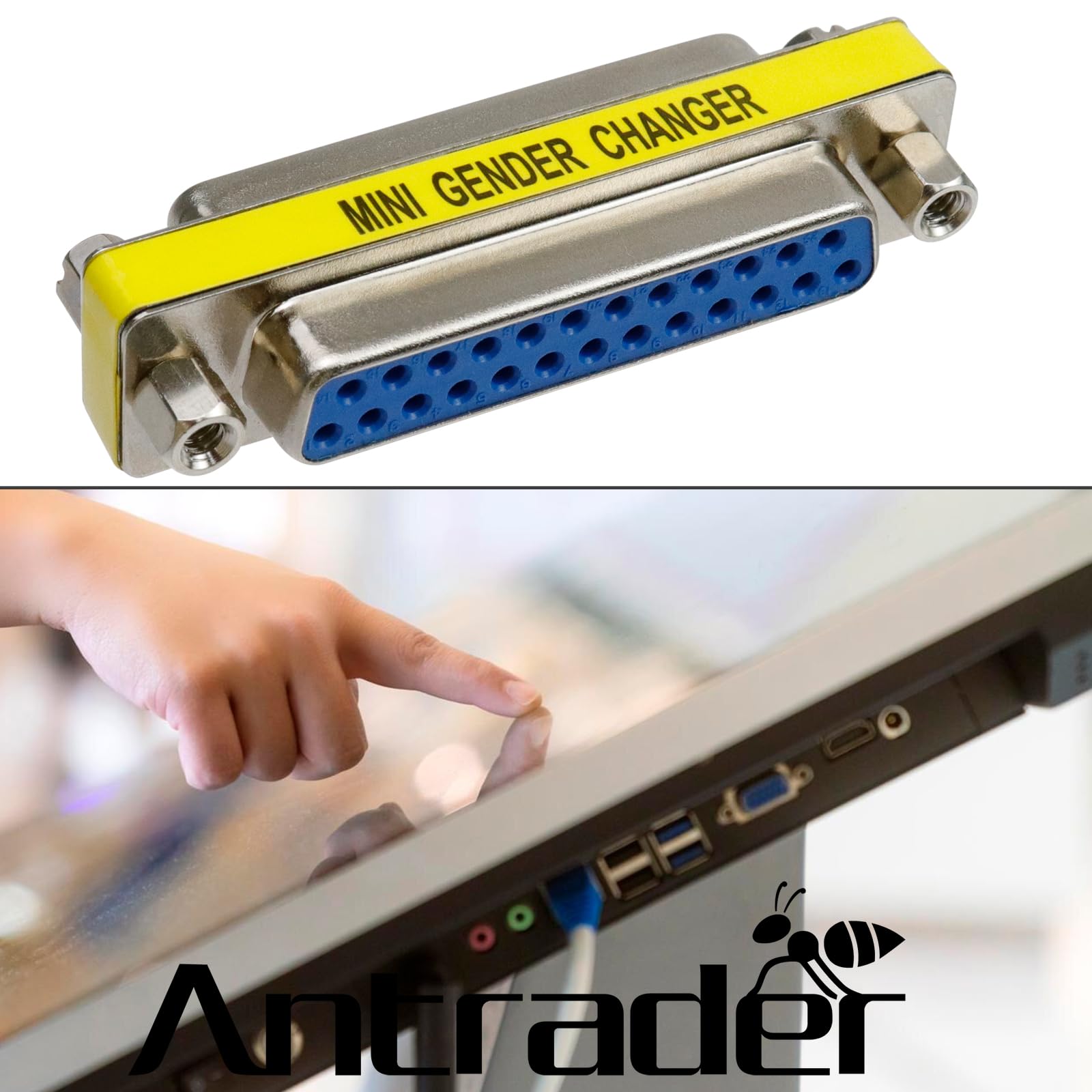 Antrader 4 Pack Db25 25 Pin Serial Port Female To Female Mini Gender Changer Coupler Adapter Rs232 Connector