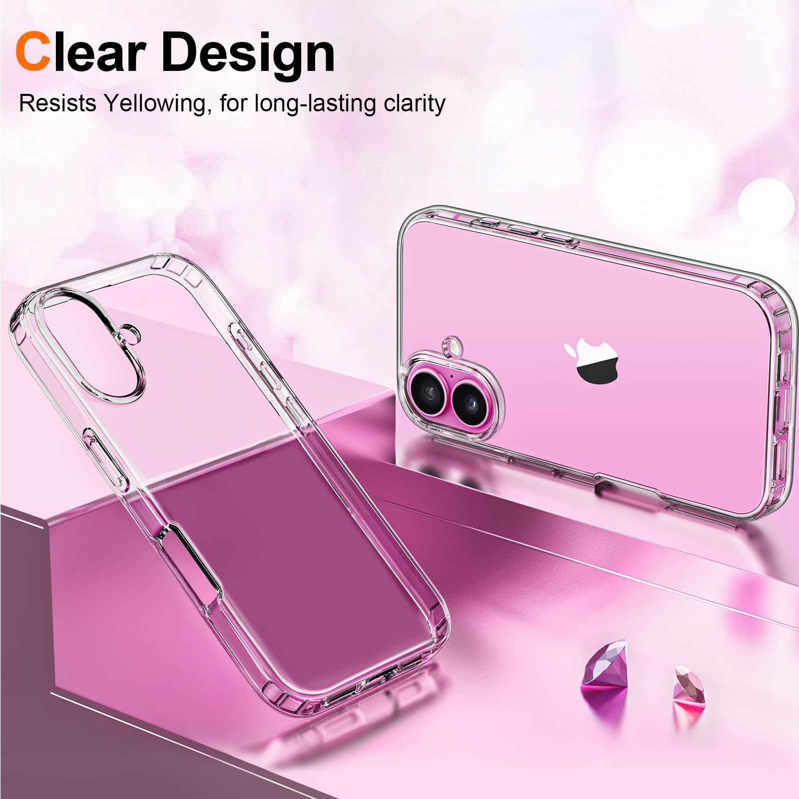 Hython Case For Iphone 16 Case Clear, Anti Scratch & Non Slip Soft Tpu Thin Slim Fit Transparent Shockproof Protective Phone Cas