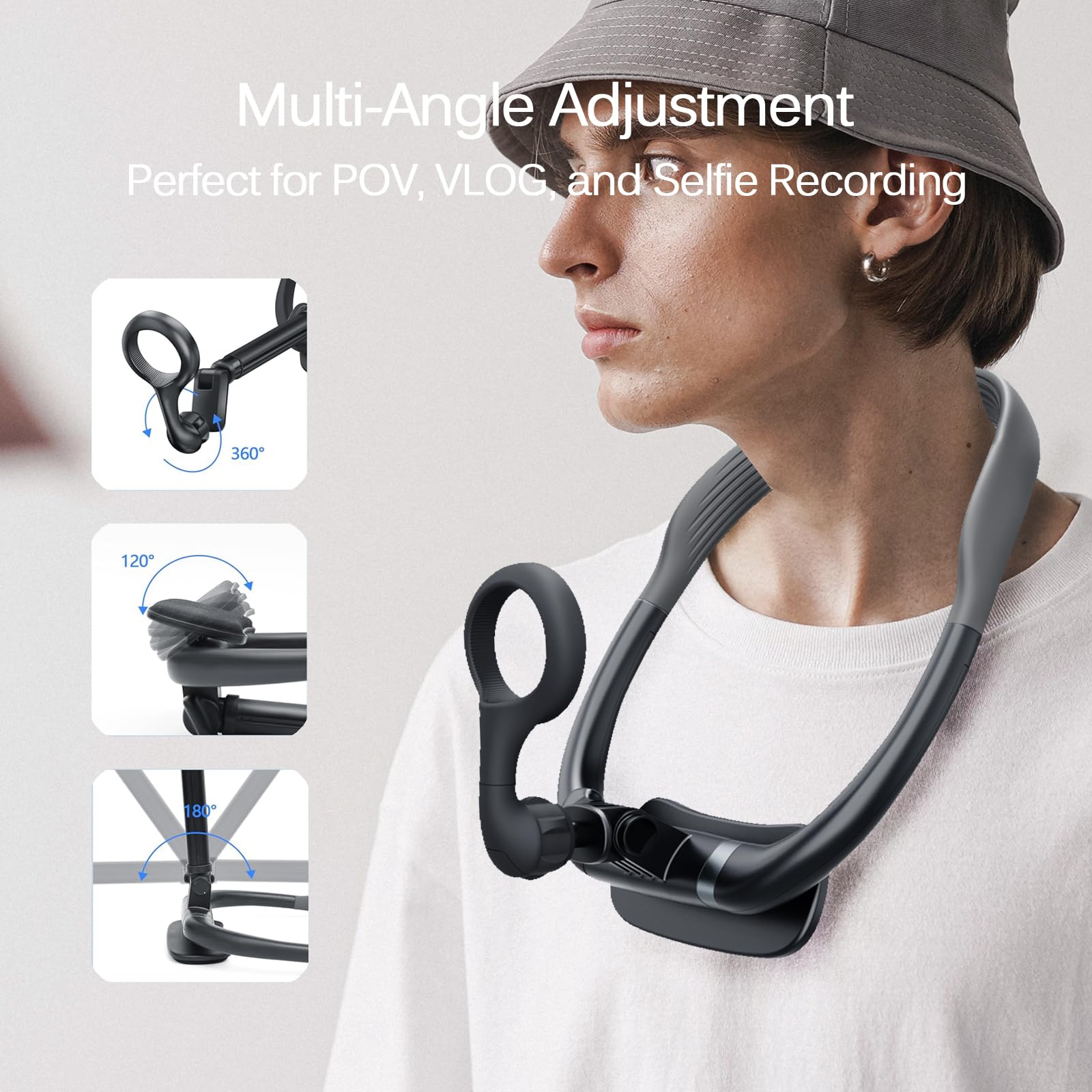 Lizhuzhong Magnetic Phone Neck Mount, Video Recording Holder, Pov/Vlog Selfie, Hand Free Phone Neck Strap, Chest Stand