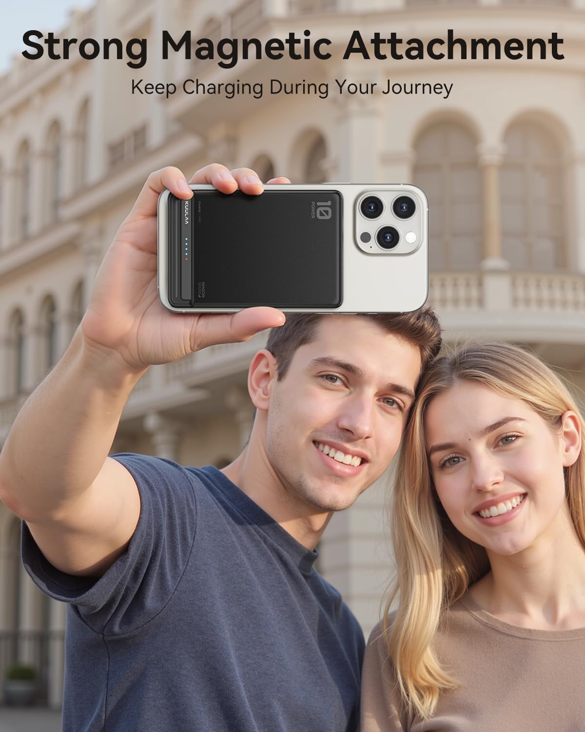 Kuulaa For Magsafe Battery Pack 10000Mah, 20W Ultra Slim Wireless Portable Phone Charger With Led Display, Magnetic Power Bank F